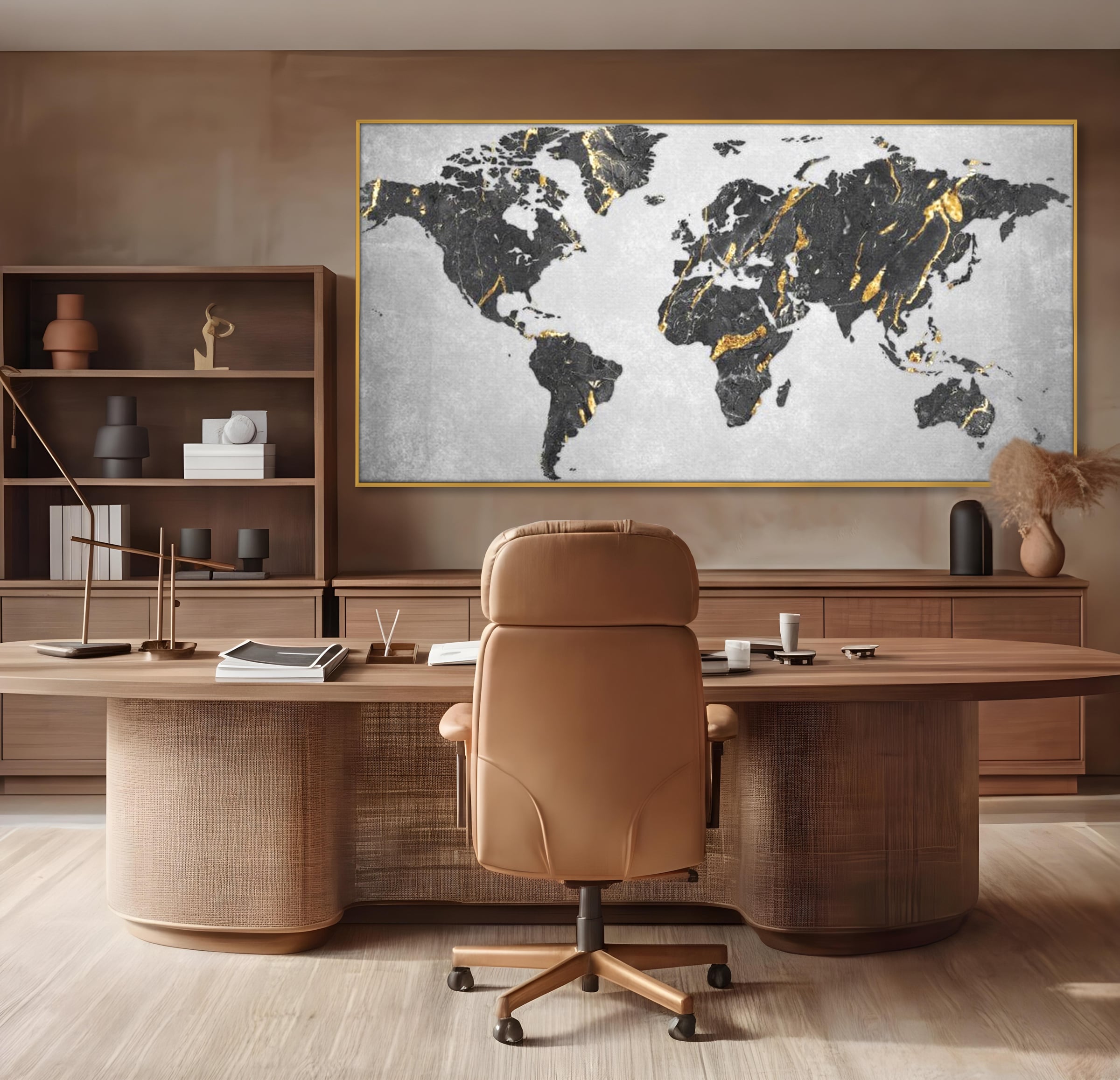 Tablou Canvas Premium, LuxCanva® L1006, Lumea in Marmura si Aur, Harta, Mapamond, Auriu, Negru, Lux, Marmura, Glam, Gold, Arta Murala, Contemporan, Minimalist