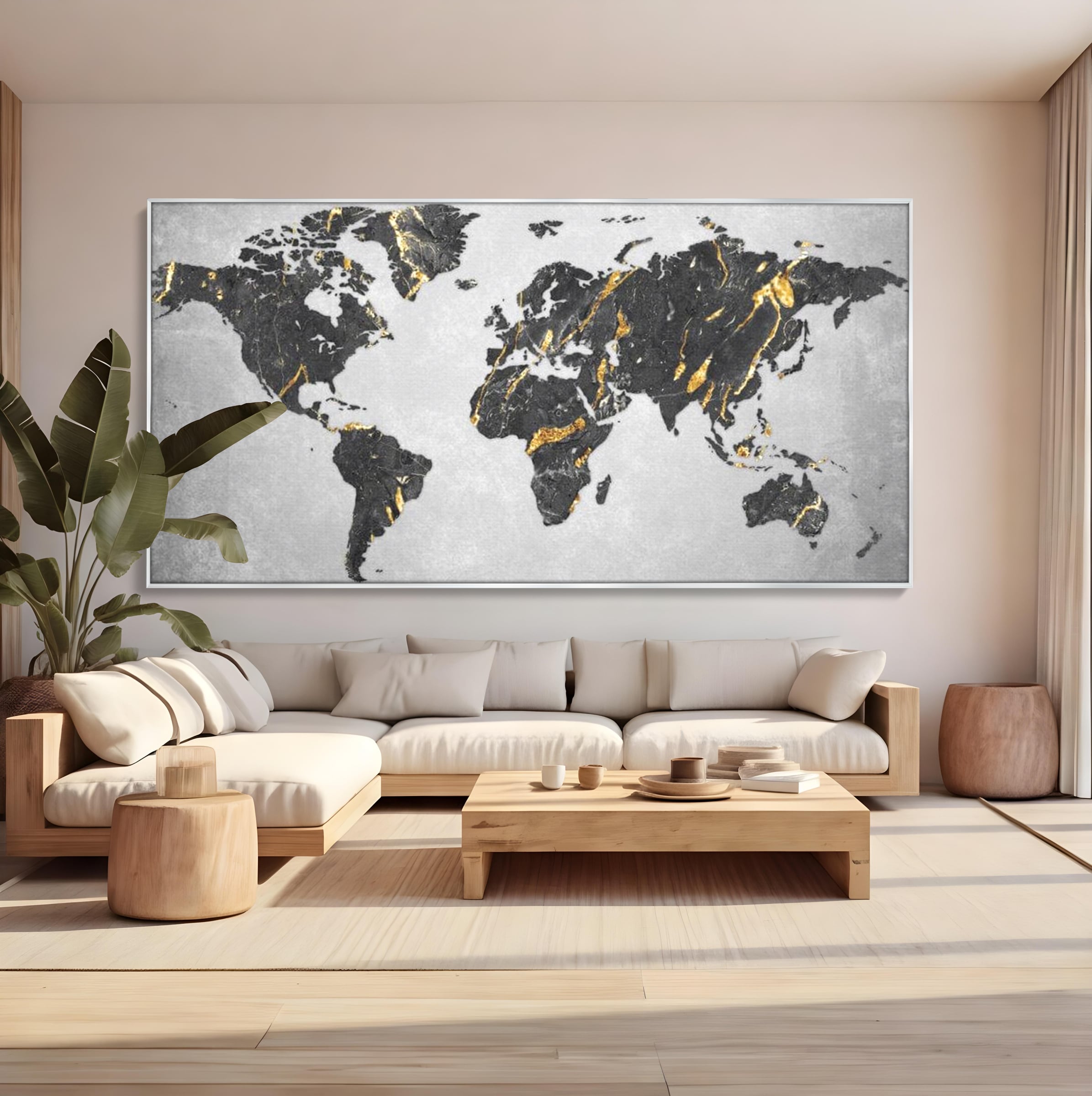 Tablou Canvas Premium, LuxCanva® L1006, Lumea in Marmura si Aur, Harta, Mapamond, Auriu, Negru, Lux, Marmura, Glam, Gold, Arta Murala, Contemporan, Minimalist