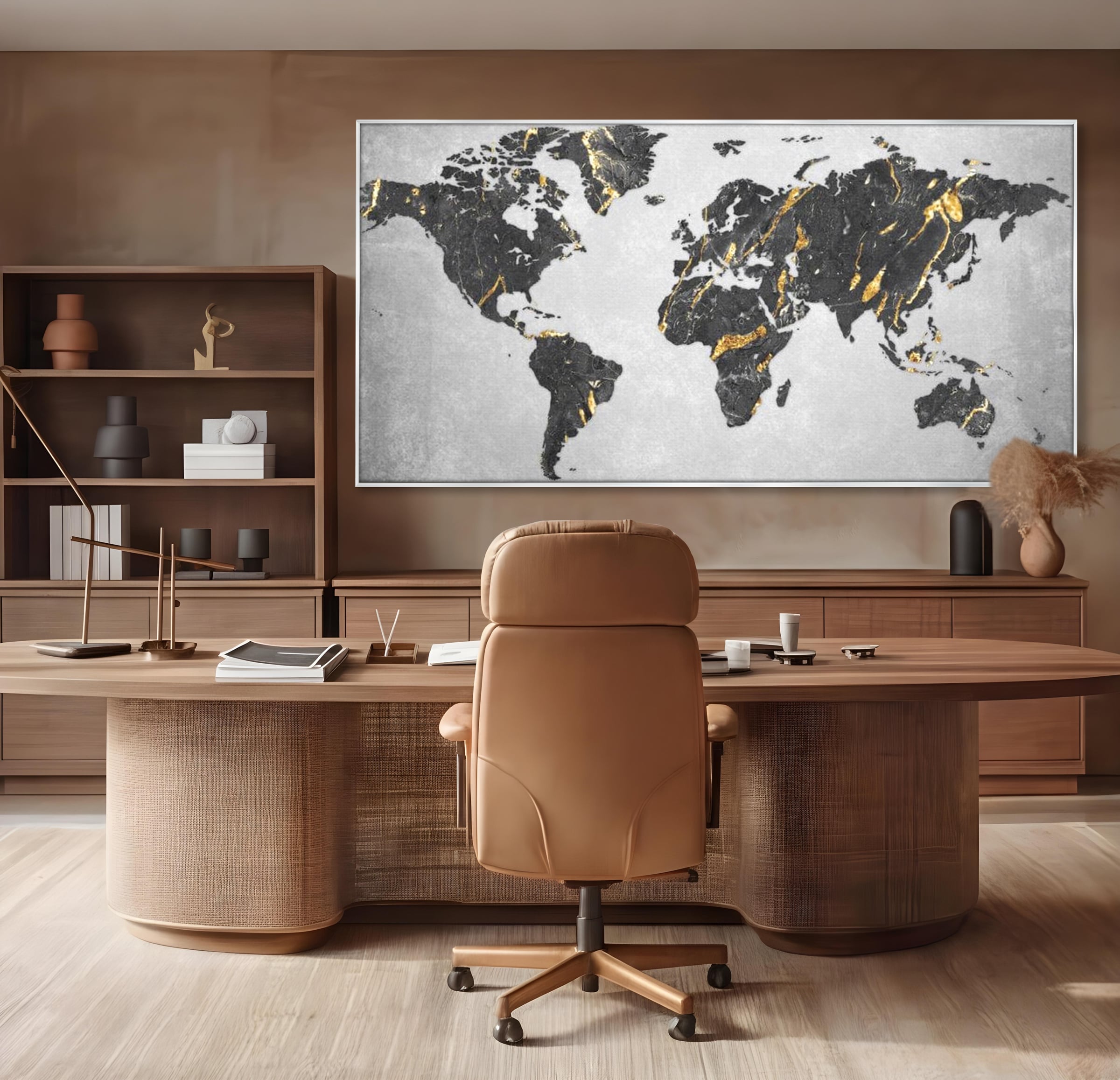 Tablou Canvas Premium, LuxCanva® L1006, Lumea in Marmura si Aur, Harta, Mapamond, Auriu, Negru, Lux, Marmura, Glam, Gold, Arta Murala, Contemporan, Minimalist