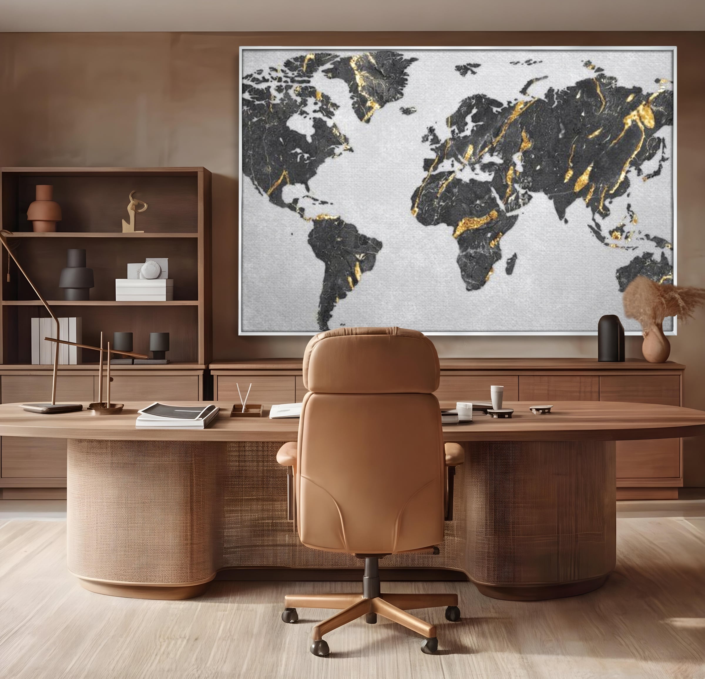 Tablou Canvas Premium, LuxCanva® L1006, Lumea in Marmura si Aur, Harta, Mapamond, Auriu, Negru, Lux, Marmura, Glam, Gold, Arta Murala, Contemporan, Minimalist
