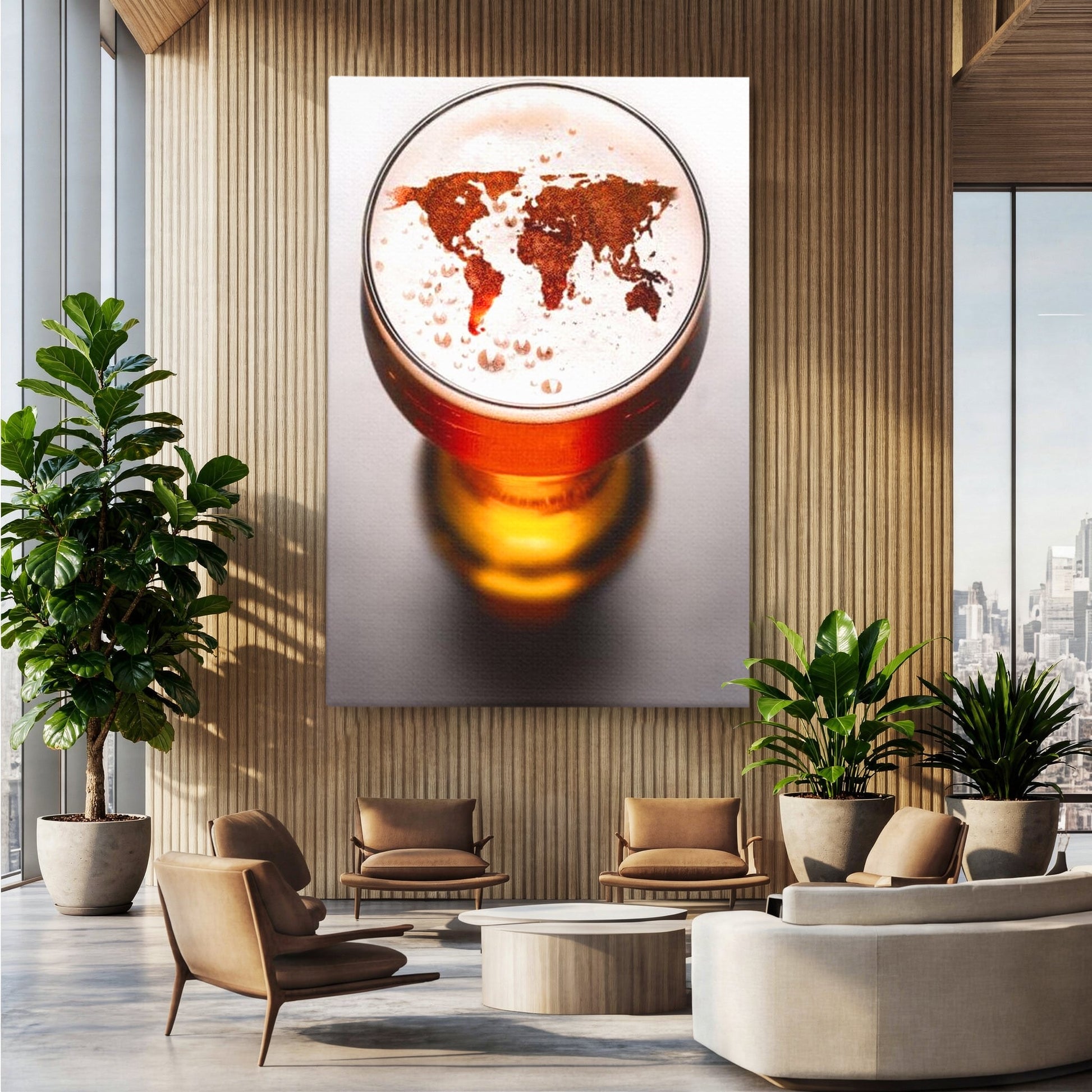 Tablou Canvas Premium, LuxCanva® L1010, Geografie in Pahar, Harta, Pahar, Vintage, Modern, Geografie, Global