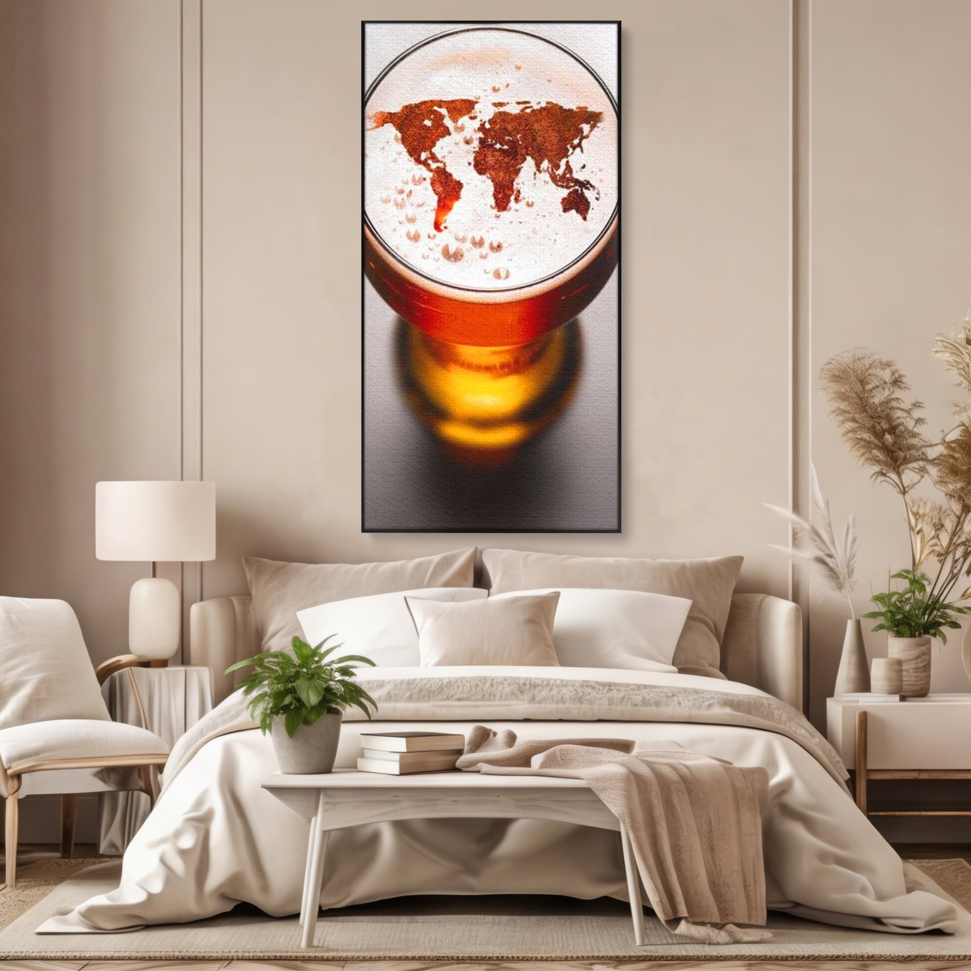 Tablou Canvas Premium, LuxCanva® L1010, Geografie in Pahar, Harta, Pahar, Vintage, Modern, Geografie, Global