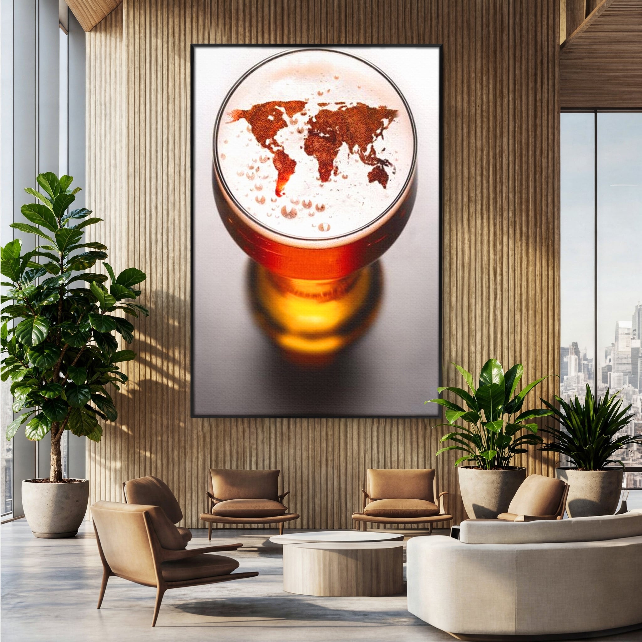 Tablou Canvas Premium, LuxCanva® L1010, Geografie in Pahar, Harta, Pahar, Vintage, Modern, Geografie, Global