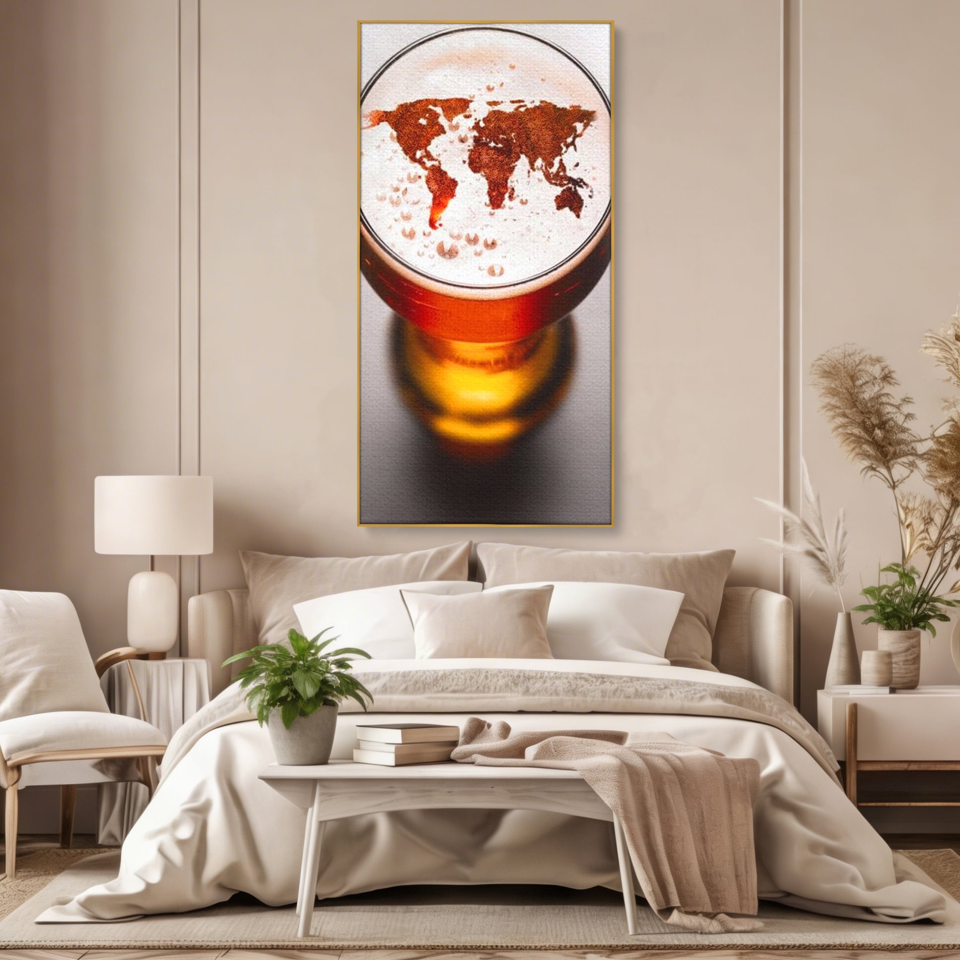 Tablou Canvas Premium, LuxCanva® L1010, Geografie in Pahar, Harta, Pahar, Vintage, Modern, Geografie, Global