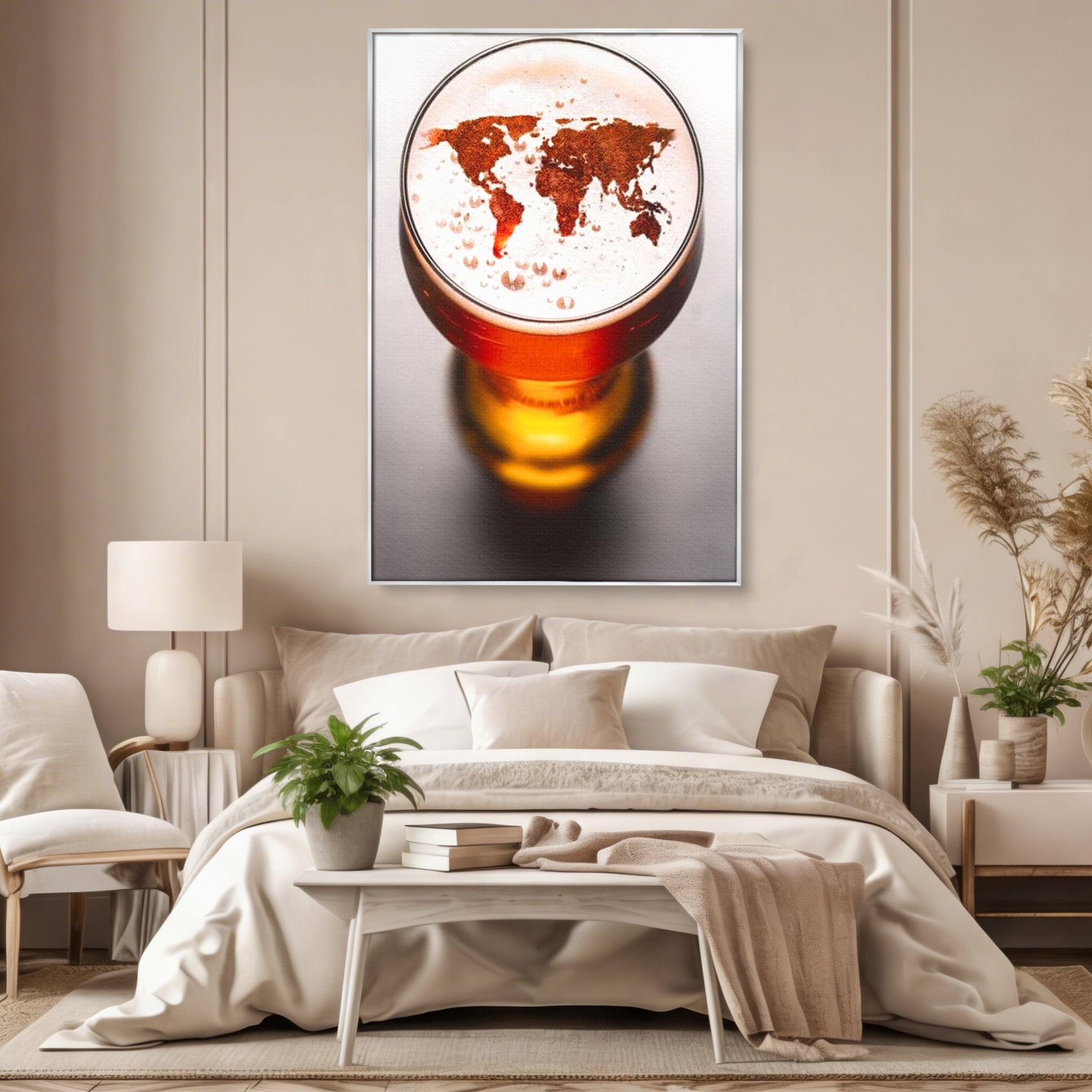 Tablou Canvas Premium, LuxCanva® L1010, Geografie in Pahar, Harta, Pahar, Vintage, Modern, Geografie, Global