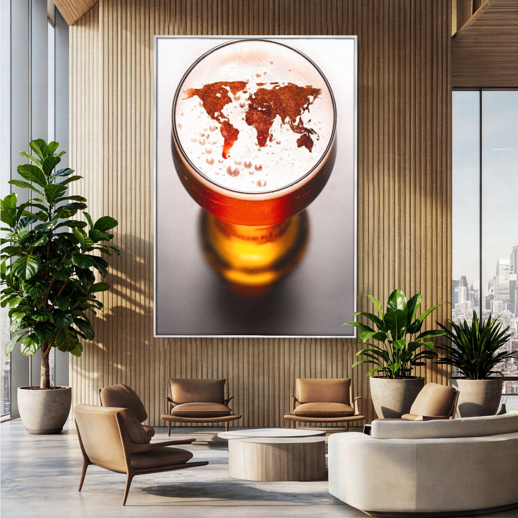 Tablou Canvas Premium, LuxCanva® L1010, Geografie in Pahar, Harta, Pahar, Vintage, Modern, Geografie, Global
