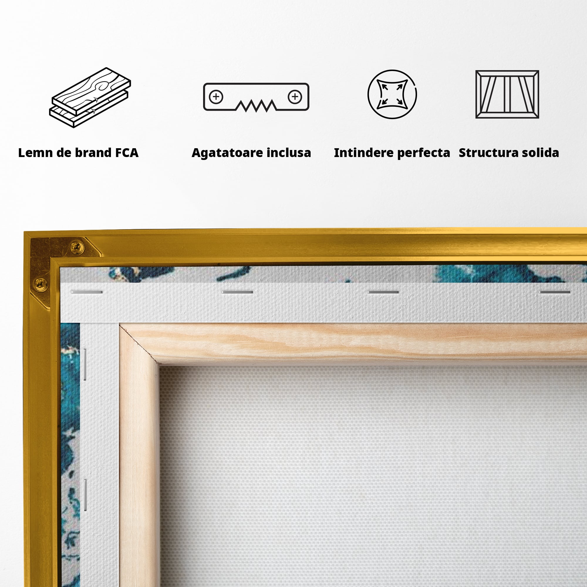 Tablou Canvas Premium, LuxCanva® L1012, Atlas de Safir, Harta, Albastru, Marmura, Auriu, Arta, Geografie, Birou, Living, Camera Copii