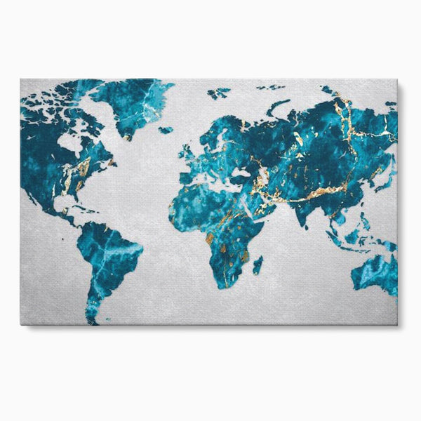 Tablou Canvas Premium, LuxCanva® L1012, Atlas de Safir, Harta, Albastru, Marmura, Auriu, Arta, Geografie, Birou, Living, Camera Copii