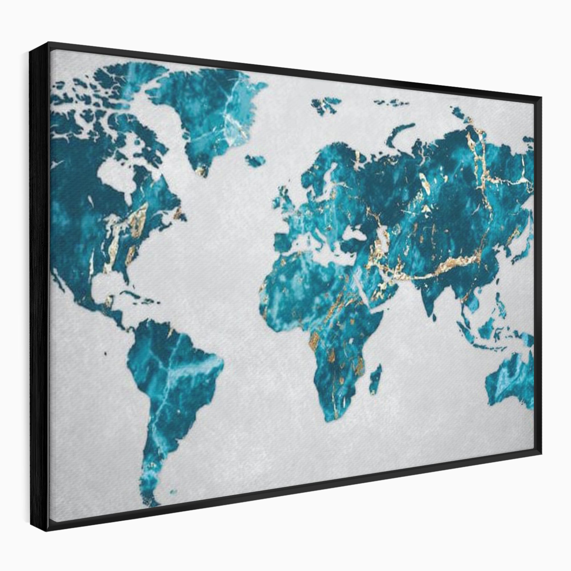 Tablou Canvas Premium, LuxCanva® L1012, Atlas de Safir, Harta, Albastru, Marmura, Auriu, Arta, Geografie, Birou, Living, Camera Copii