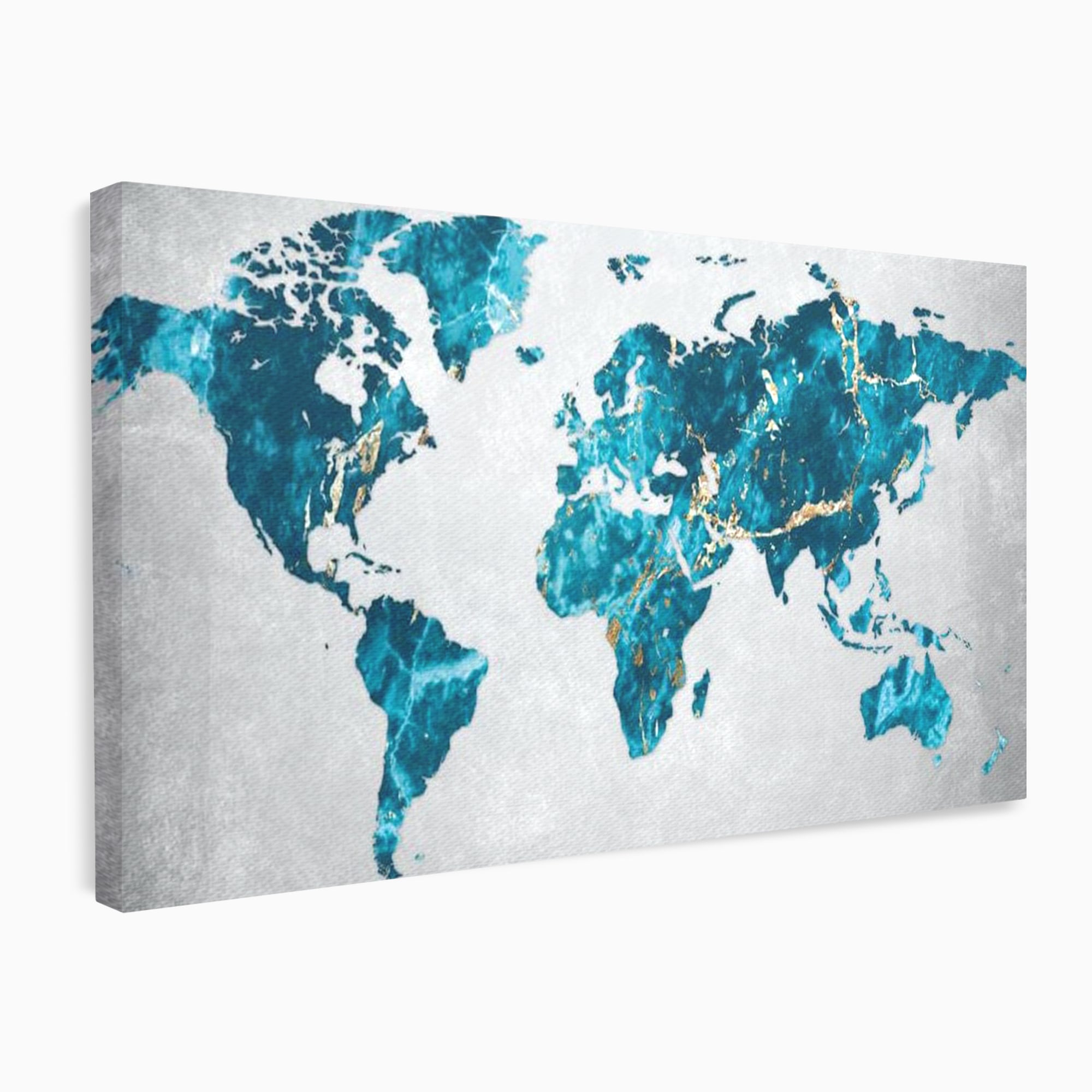 Tablou Canvas Premium, LuxCanva® L1012, Atlas de Safir, Harta, Albastru, Marmura, Auriu, Arta, Geografie, Birou, Living, Camera Copii