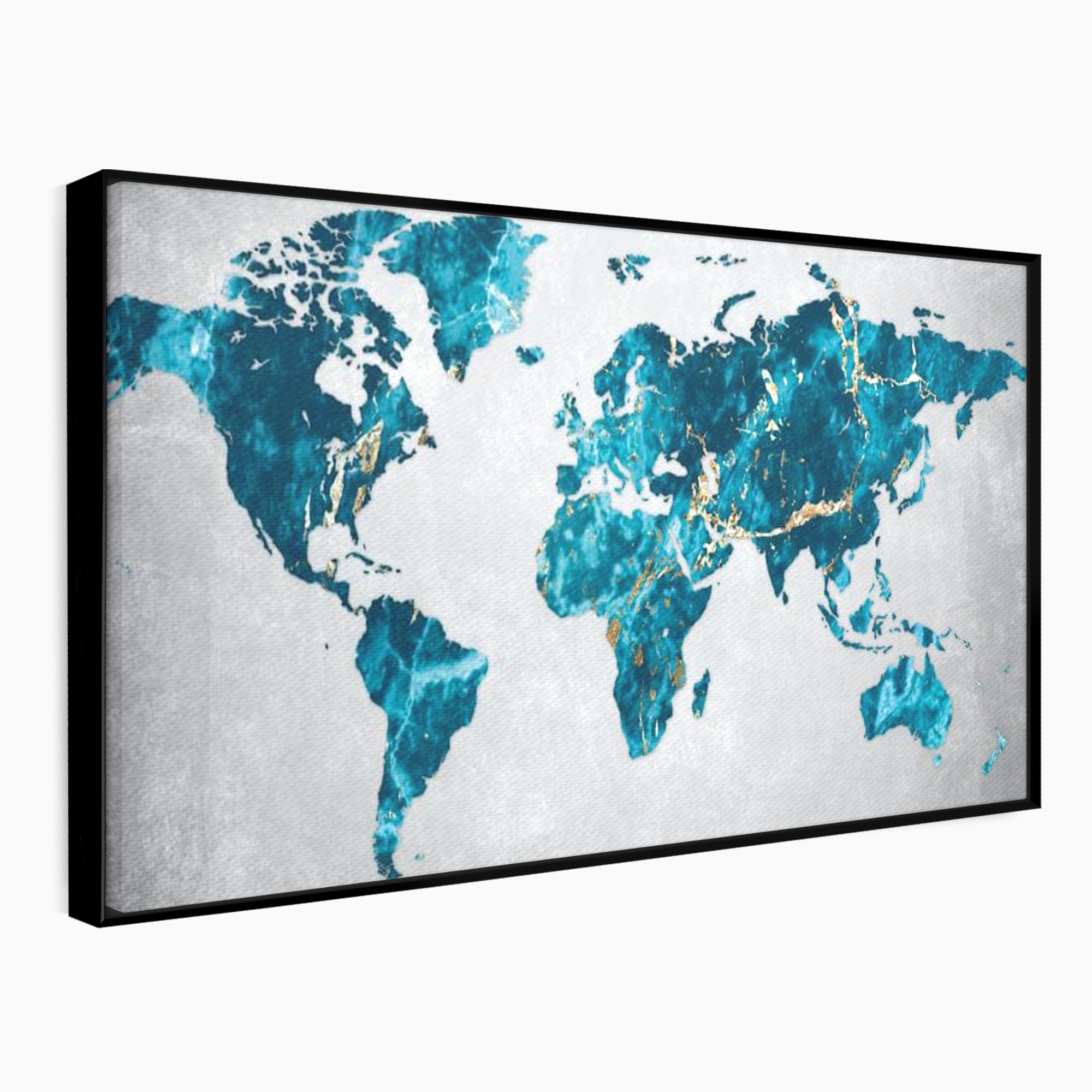 Tablou Canvas Premium, LuxCanva® L1012, Atlas de Safir, Harta, Albastru, Marmura, Auriu, Arta, Geografie, Birou, Living, Camera Copii
