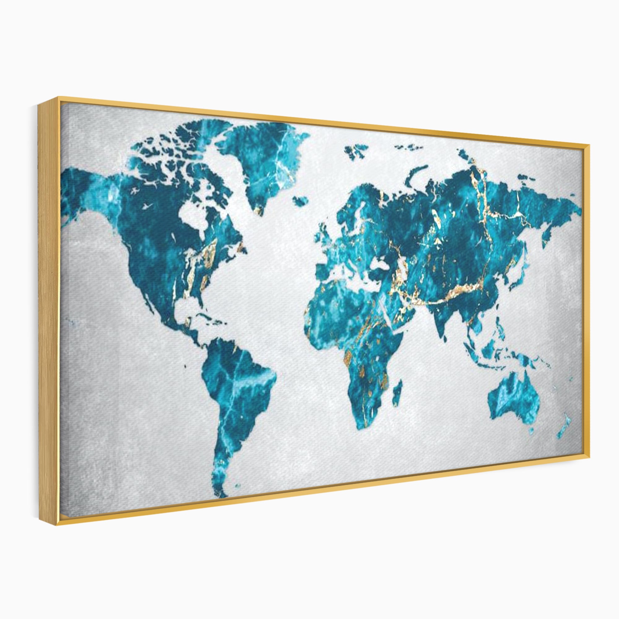 Tablou Canvas Premium, LuxCanva® L1012, Atlas de Safir, Harta, Albastru, Marmura, Auriu, Arta, Geografie, Birou, Living, Camera Copii