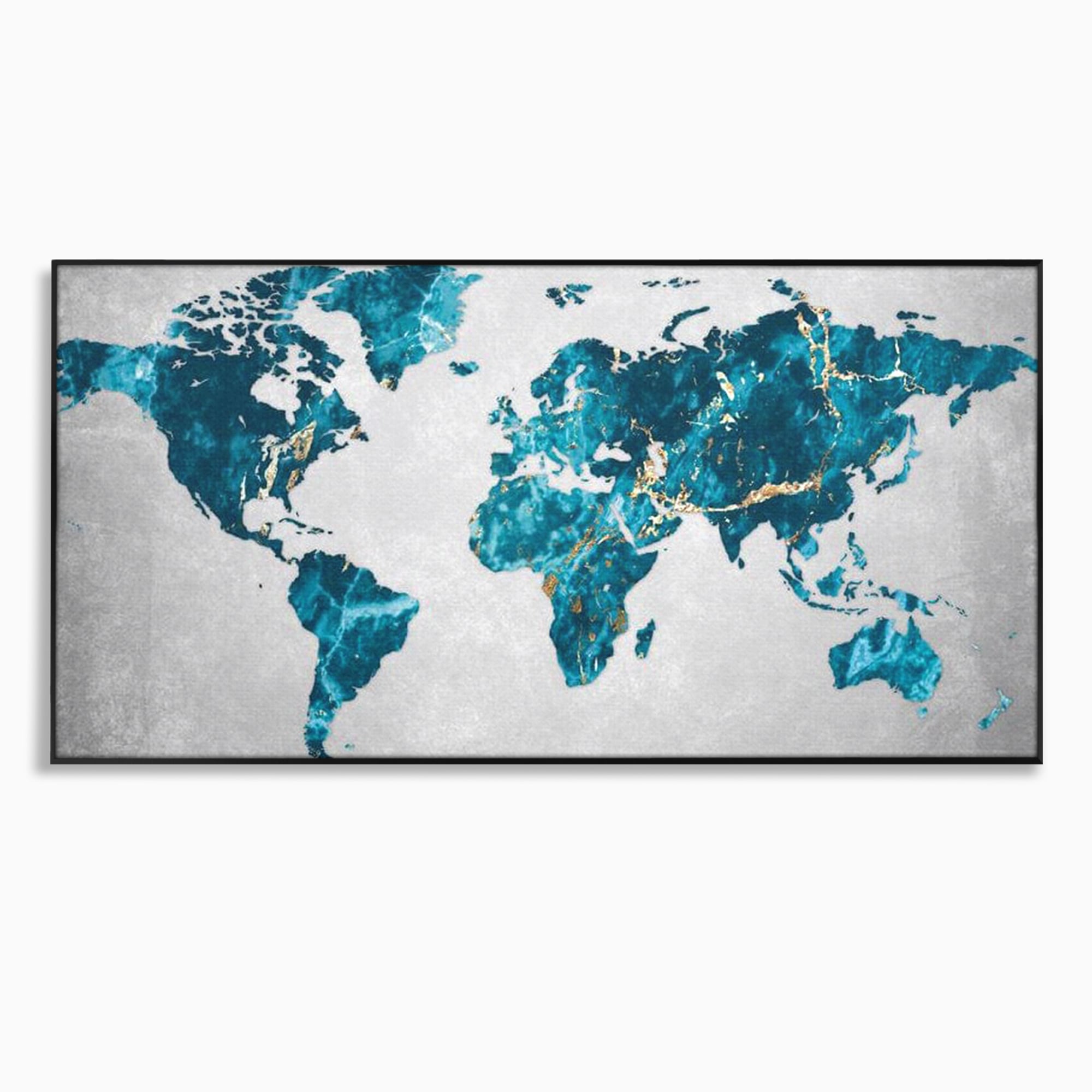 Tablou Canvas Premium, LuxCanva® L1012, Atlas de Safir, Harta, Albastru, Marmura, Auriu, Arta, Geografie, Birou, Living, Camera Copii