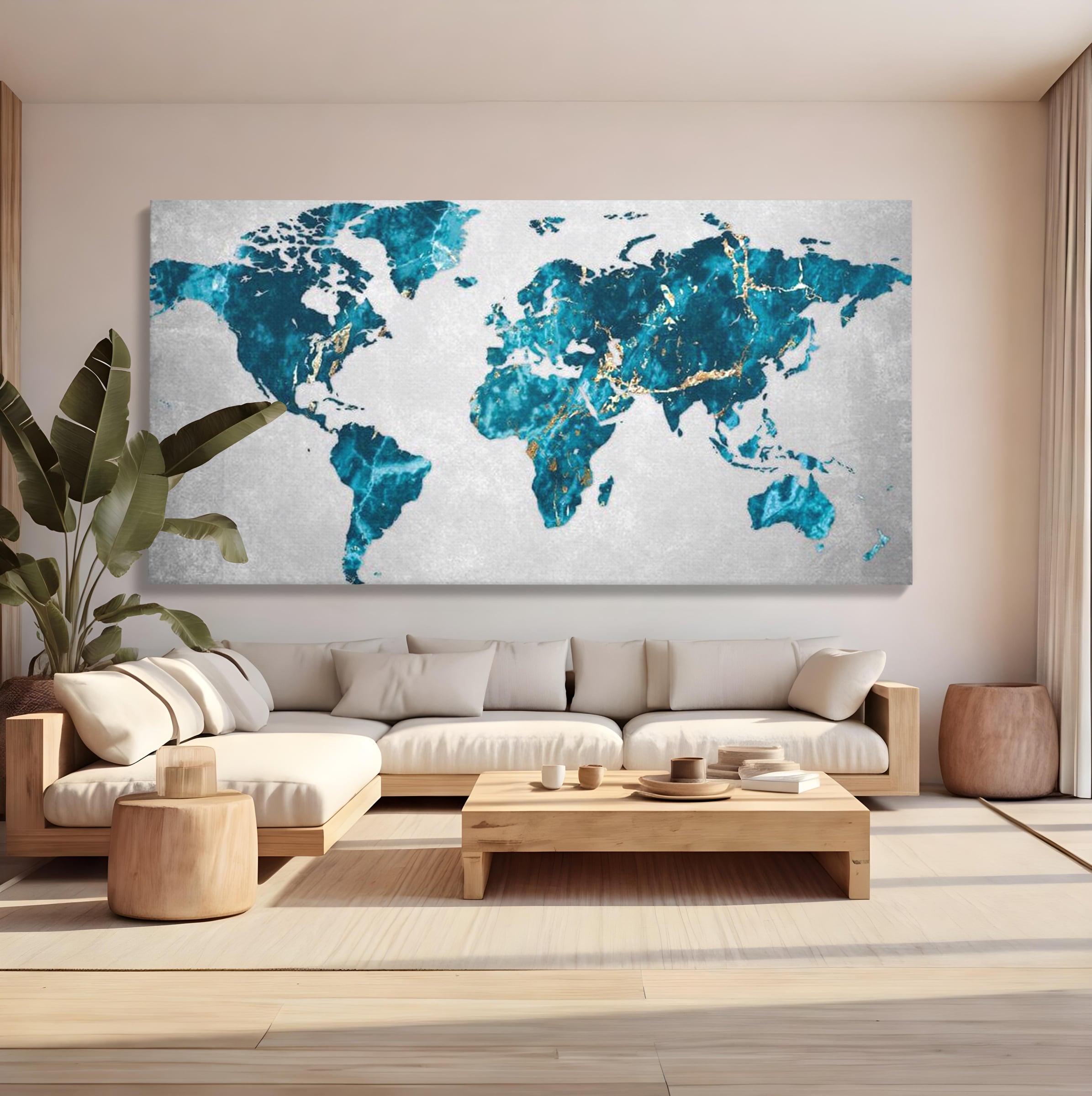 Tablou Canvas Premium, LuxCanva® L1012, Atlas de Safir, Harta, Albastru, Marmura, Auriu, Arta, Geografie, Birou, Living, Camera Copii