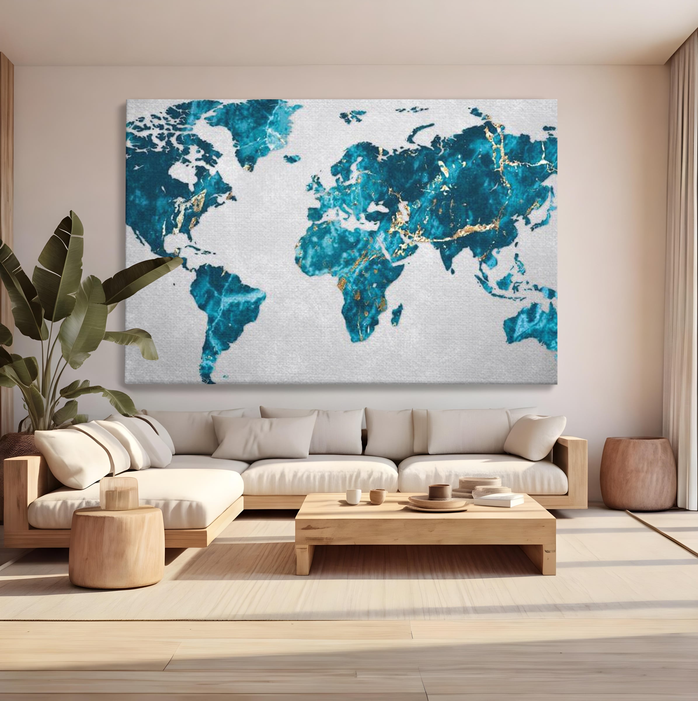 Tablou Canvas Premium, LuxCanva® L1012, Atlas de Safir, Harta, Albastru, Marmura, Auriu, Arta, Geografie, Birou, Living, Camera Copii