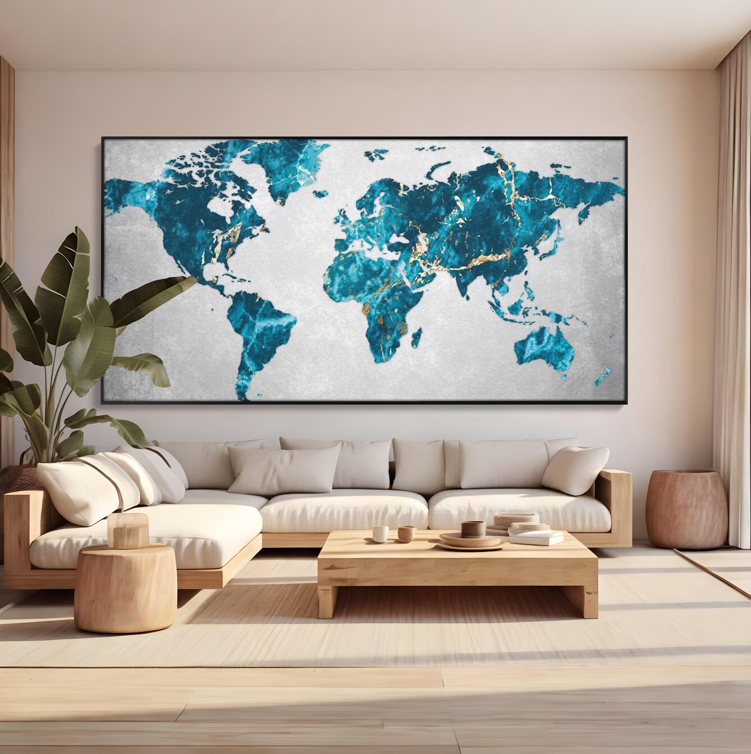 Tablou Canvas Premium, LuxCanva® L1012, Atlas de Safir, Harta, Albastru, Marmura, Auriu, Arta, Geografie, Birou, Living, Camera Copii