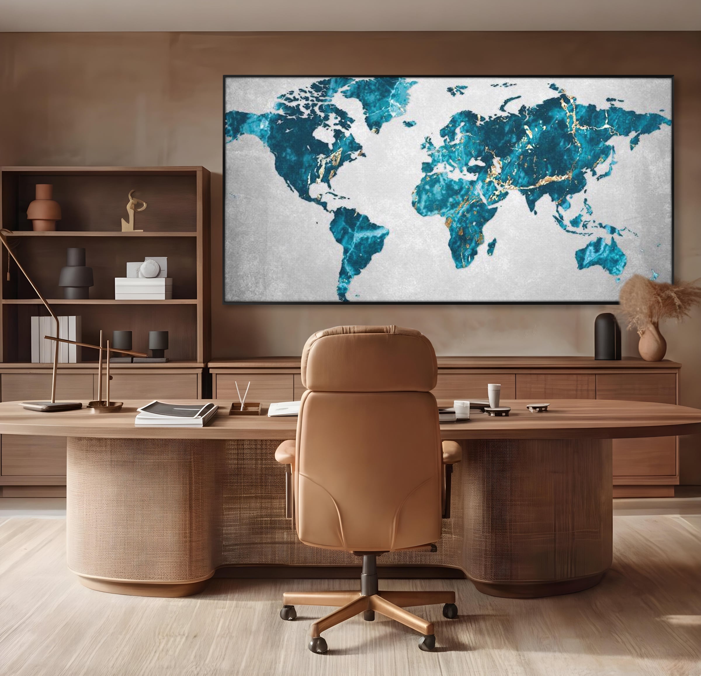 Tablou Canvas Premium, LuxCanva® L1012, Atlas de Safir, Harta, Albastru, Marmura, Auriu, Arta, Geografie, Birou, Living, Camera Copii