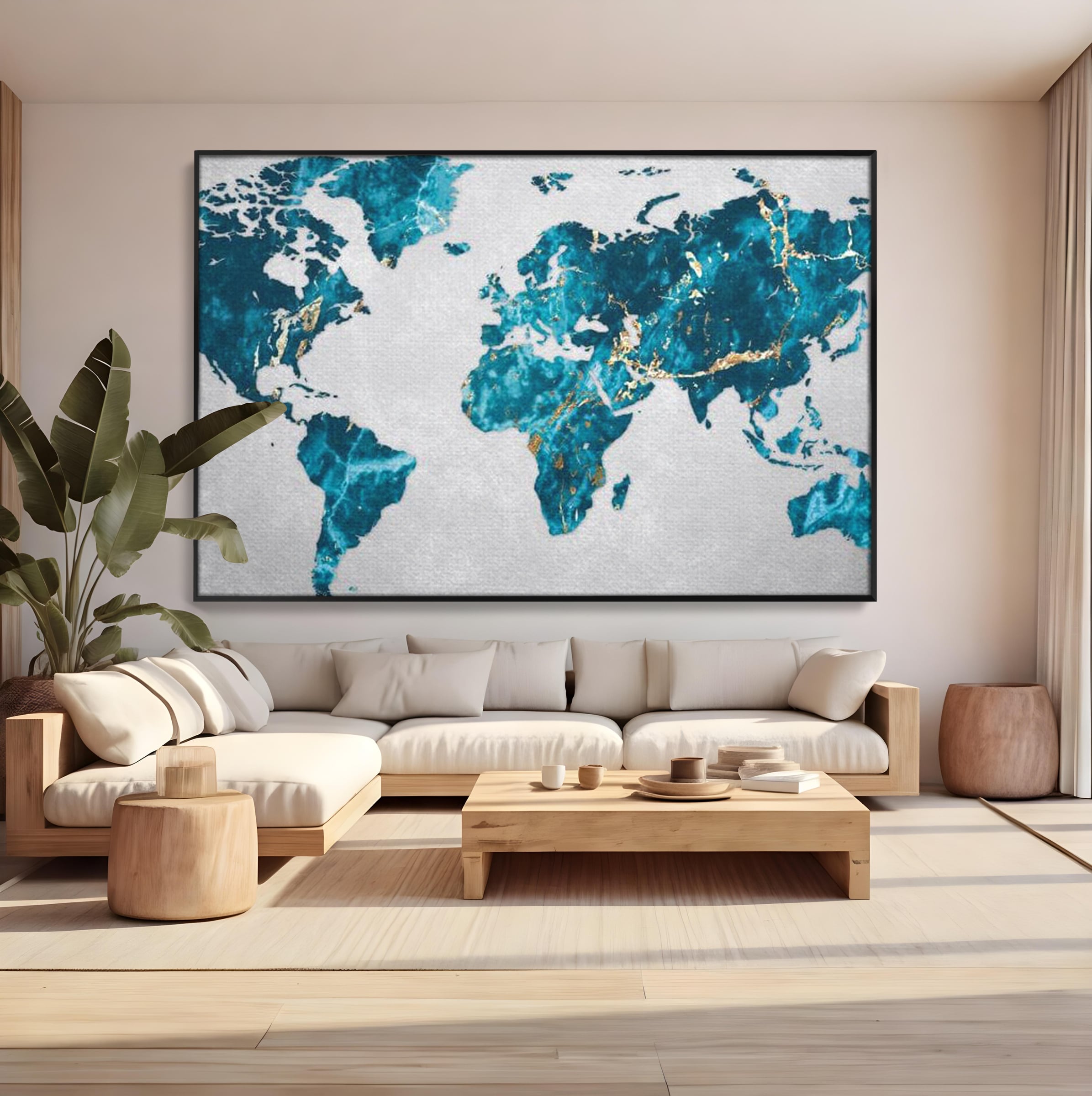 Tablou Canvas Premium, LuxCanva® L1012, Atlas de Safir, Harta, Albastru, Marmura, Auriu, Arta, Geografie, Birou, Living, Camera Copii