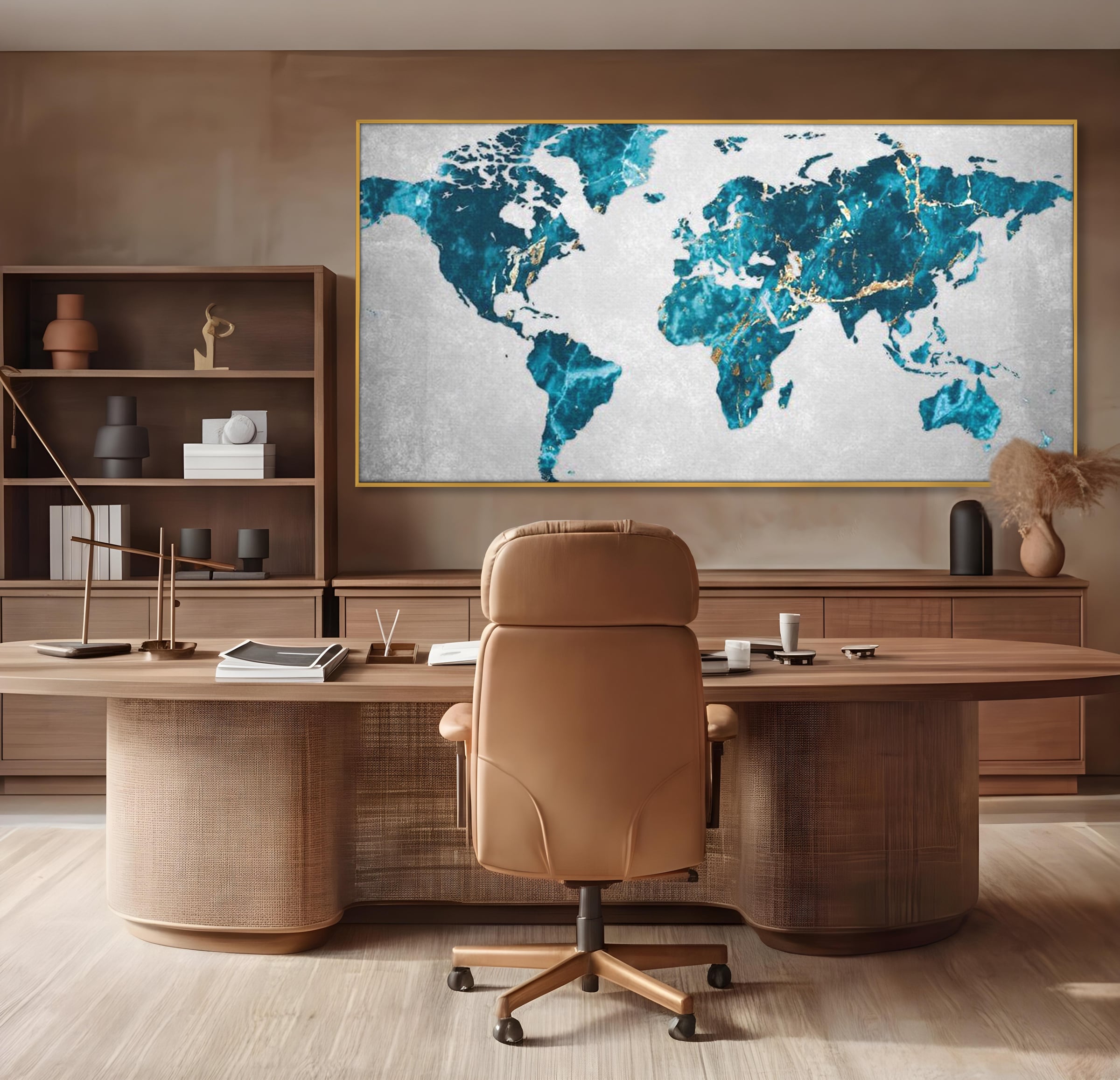 Tablou Canvas Premium, LuxCanva® L1012, Atlas de Safir, Harta, Albastru, Marmura, Auriu, Arta, Geografie, Birou, Living, Camera Copii