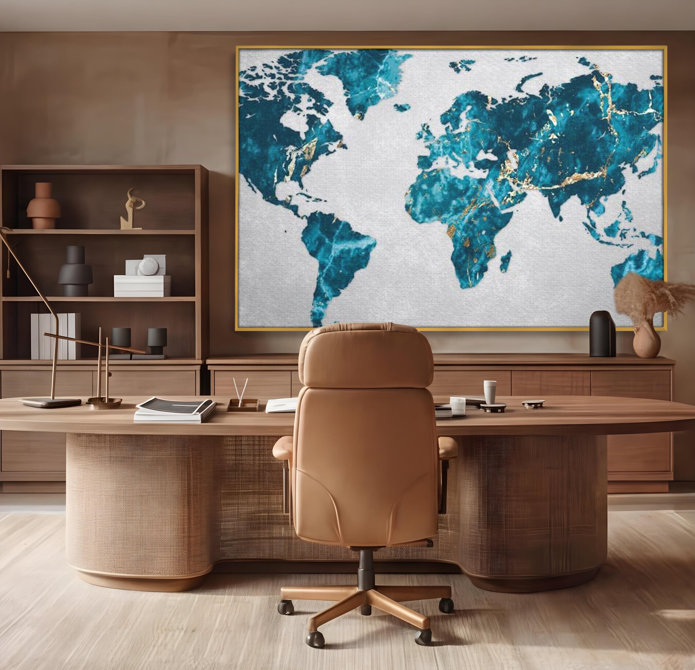 Tablou Canvas Premium, LuxCanva® L1012, Atlas de Safir, Harta, Albastru, Marmura, Auriu, Arta, Geografie, Birou, Living, Camera Copii