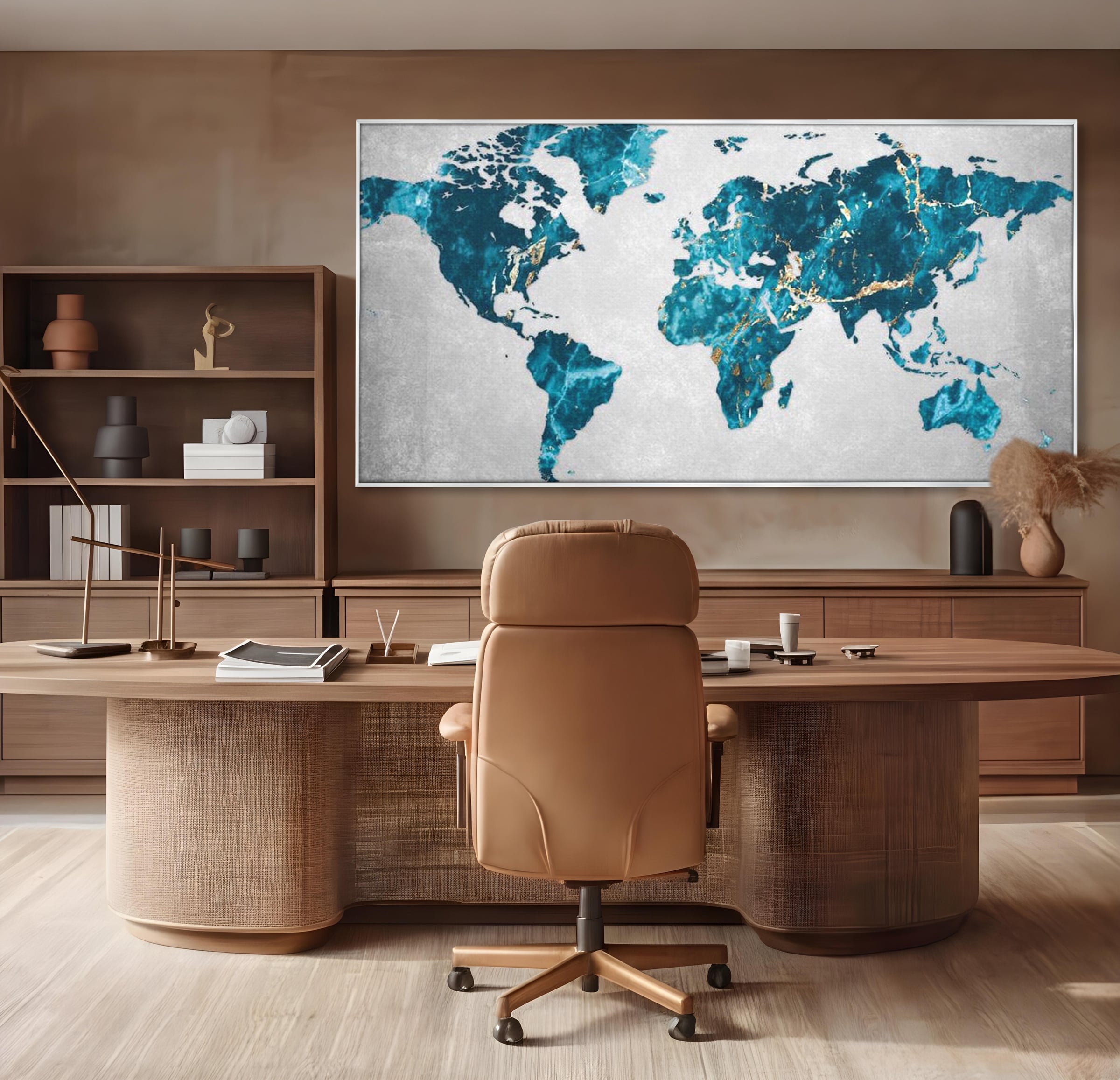 Tablou Canvas Premium, LuxCanva® L1012, Atlas de Safir, Harta, Albastru, Marmura, Auriu, Arta, Geografie, Birou, Living, Camera Copii