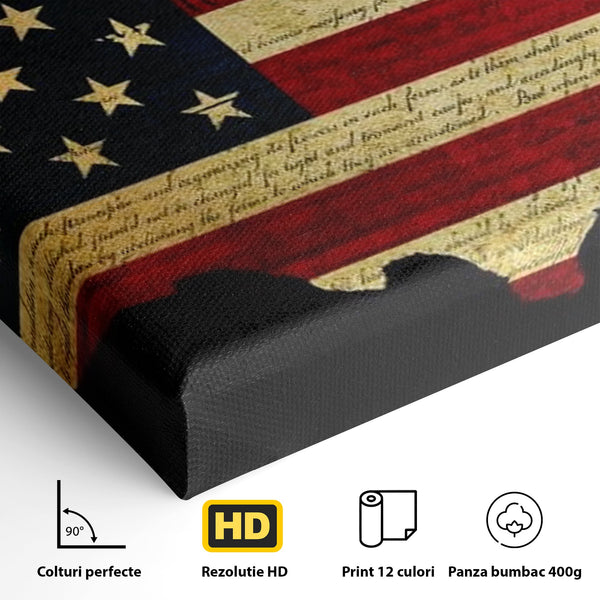Leinwand Wandbilder Canvas Premium, LuxCanva® L1013, Flagge der Freiheit, Flagge, Amerika, Vaterland, Freiheit, Kontinent, Geschichte, Büro, Wohnen, Kinderzimmer
