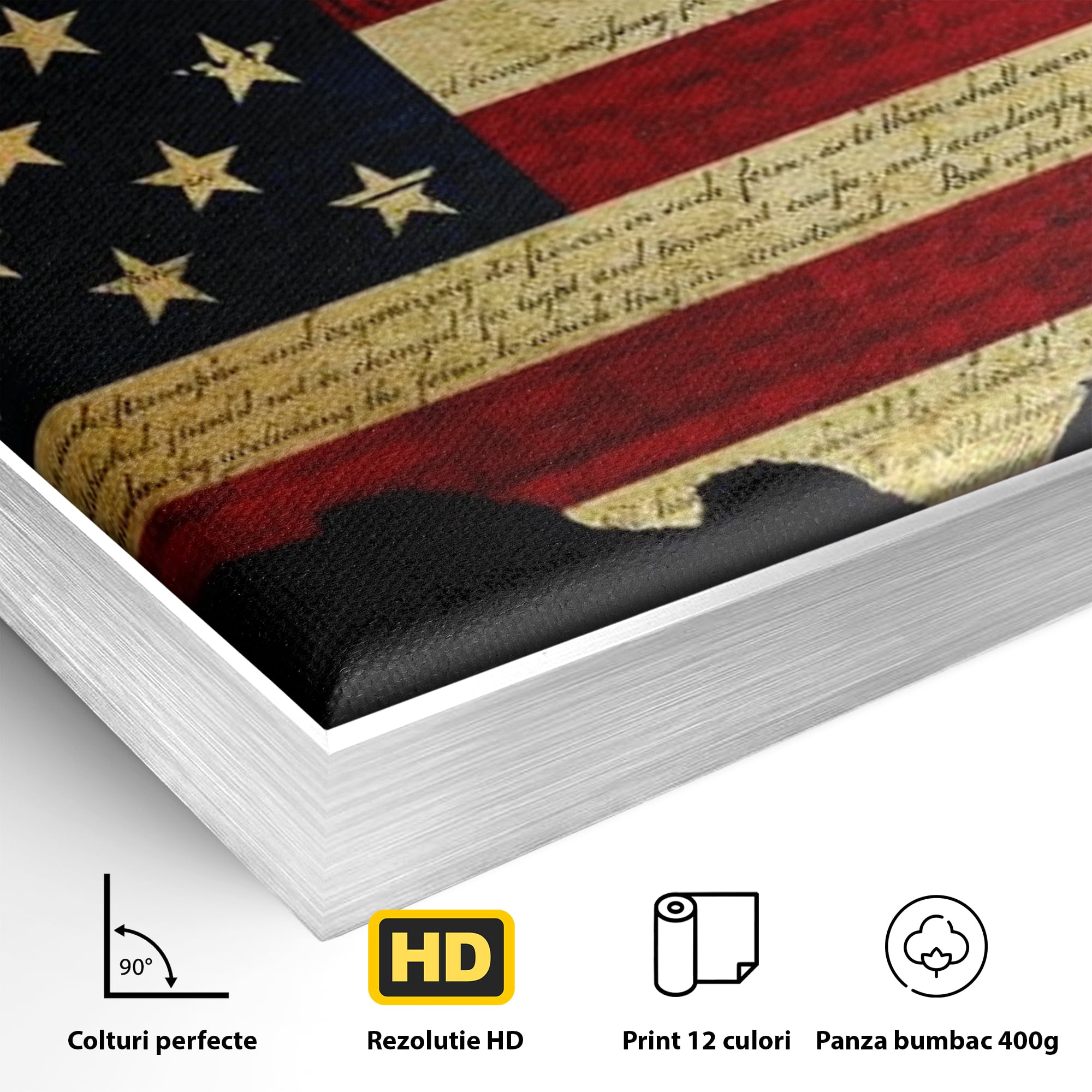 Leinwand Wandbilder Canvas Premium, LuxCanva® L1013, Flagge der Freiheit, Flagge, Amerika, Vaterland, Freiheit, Kontinent, Geschichte, Büro, Wohnen, Kinderzimmer