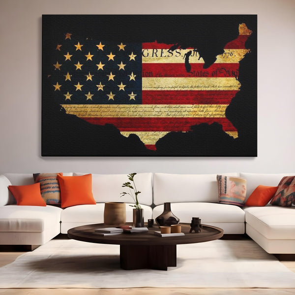 Leinwand Wandbilder Canvas Premium, LuxCanva® L1013, Flagge der Freiheit, Flagge, Amerika, Vaterland, Freiheit, Kontinent, Geschichte, Büro, Wohnen, Kinderzimmer