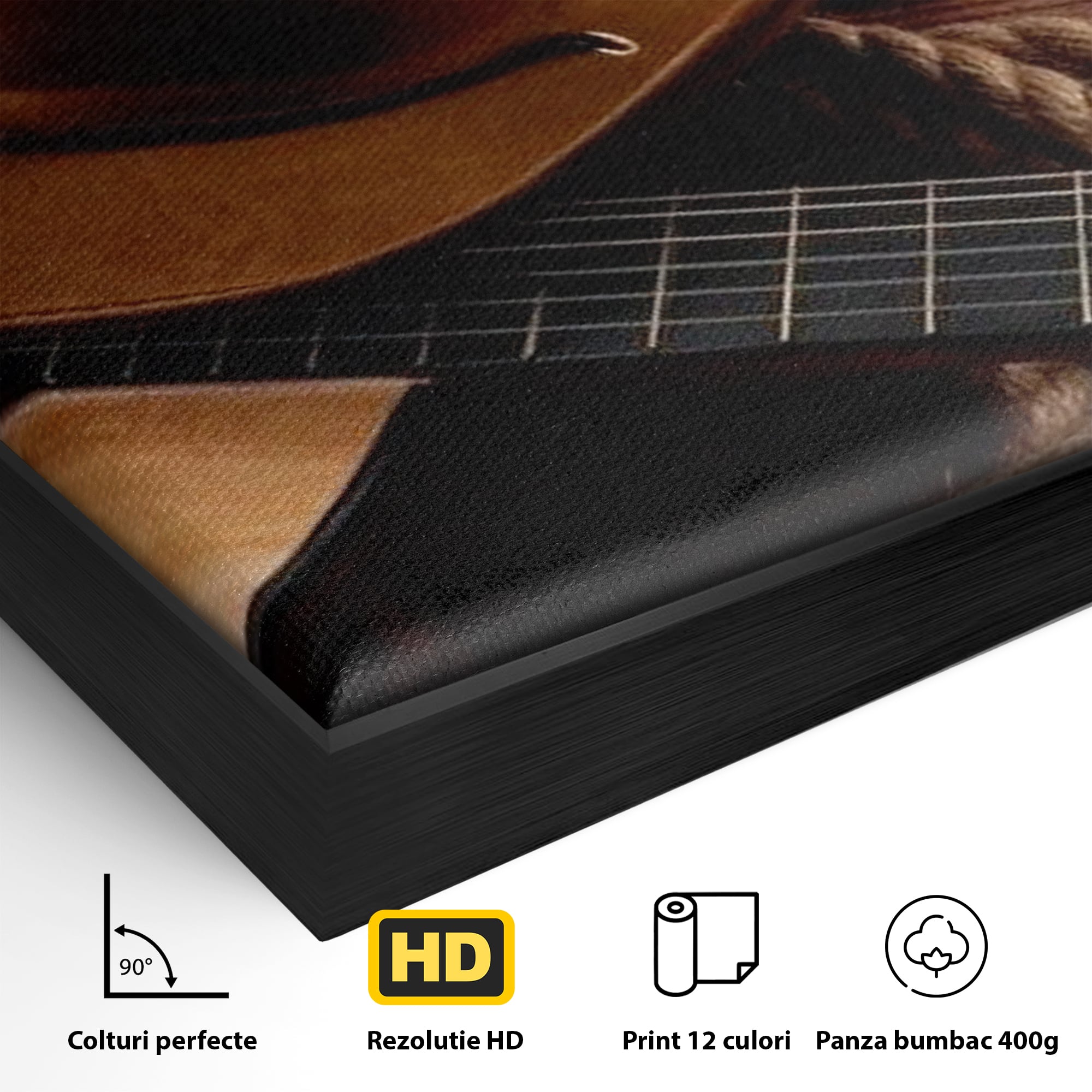 Tablou Canvas Premium, LuxCanva® L1014, Balada Vestului Salbatic, Drapel, Tara, Cultura, American, Palarie, Chitara, Birou, Living, Camera Copii