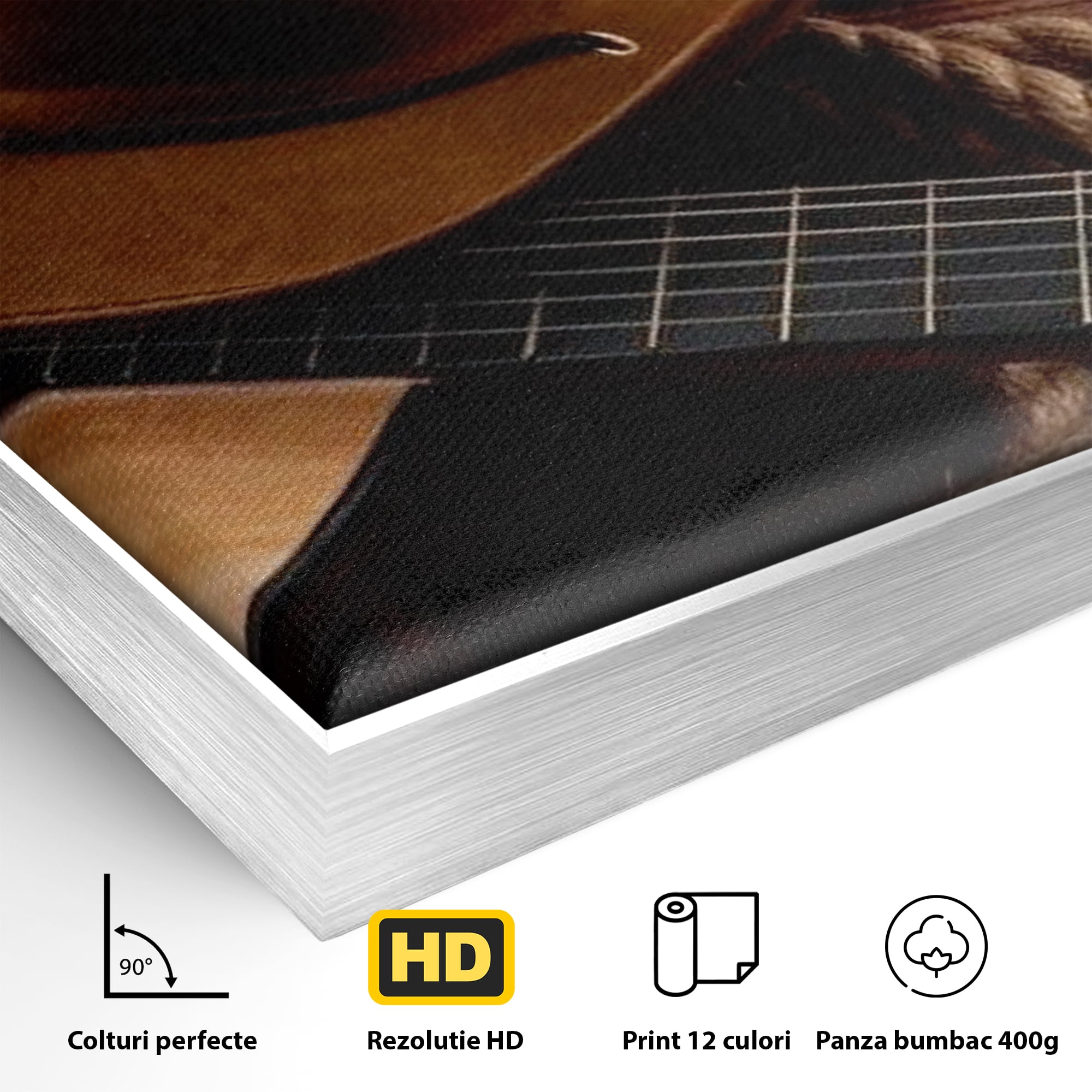 Tablou Canvas Premium, LuxCanva® L1014, Balada Vestului Salbatic, Drapel, Tara, Cultura, American, Palarie, Chitara, Birou, Living, Camera Copii