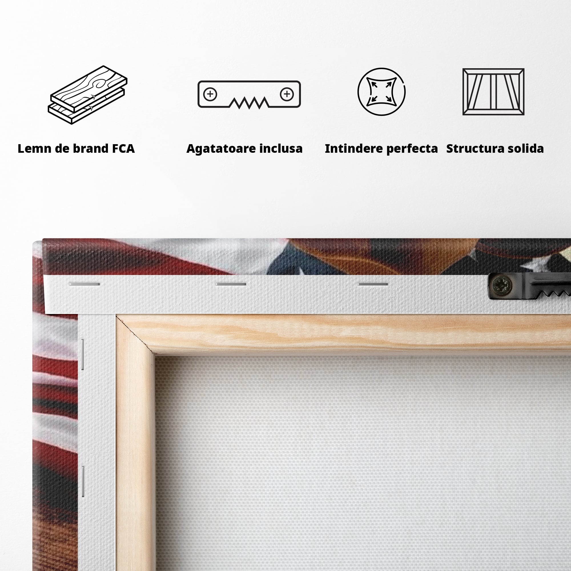 Tablou Canvas Premium, LuxCanva® L1014, Balada Vestului Salbatic, Drapel, Tara, Cultura, American, Palarie, Chitara, Birou, Living, Camera Copii