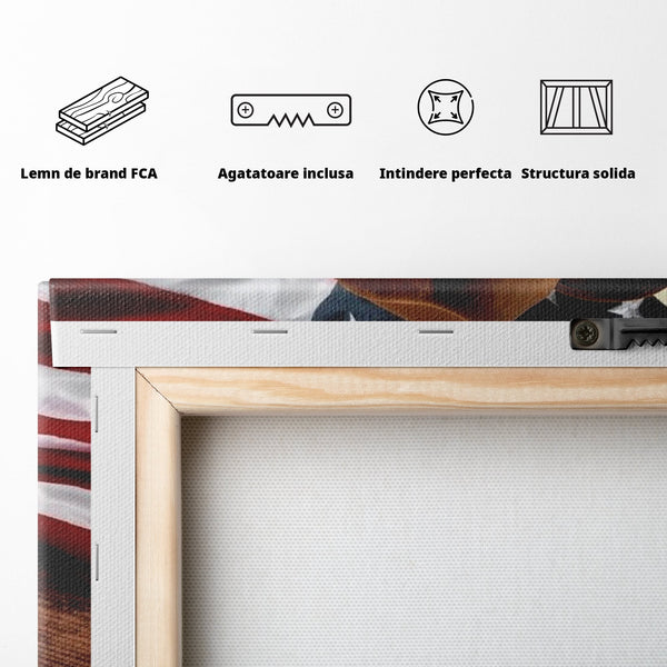 Tablou Canvas Premium, LuxCanva® L1014, Balada Vestului Salbatic, Drapel, Tara, Cultura, American, Palarie, Chitara, Birou, Living, Camera Copii