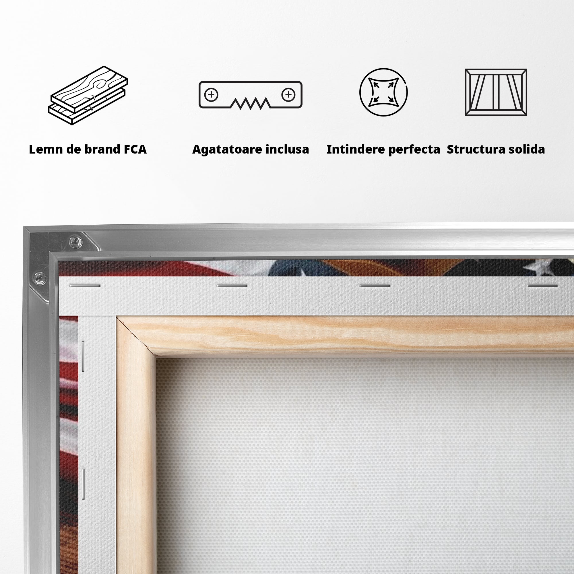 Tablou Canvas Premium, LuxCanva® L1014, Balada Vestului Salbatic, Drapel, Tara, Cultura, American, Palarie, Chitara, Birou, Living, Camera Copii