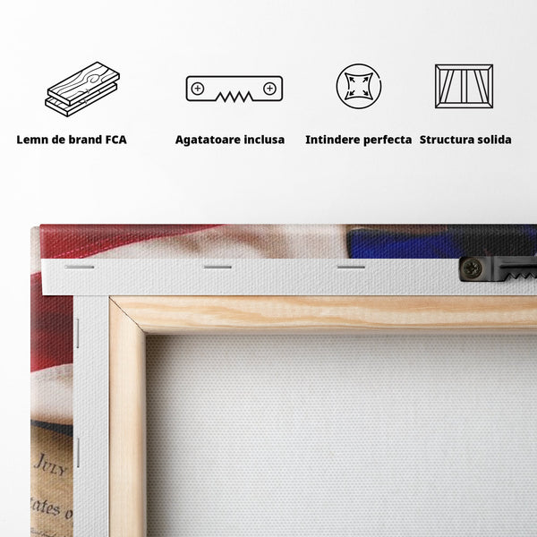 Tablou Canvas Premium, LuxCanva® L1016, Semnatura Libertatii, Constitutie, Independenta, America, Patriotism, Natiune, Birou, Living, Camera Copii