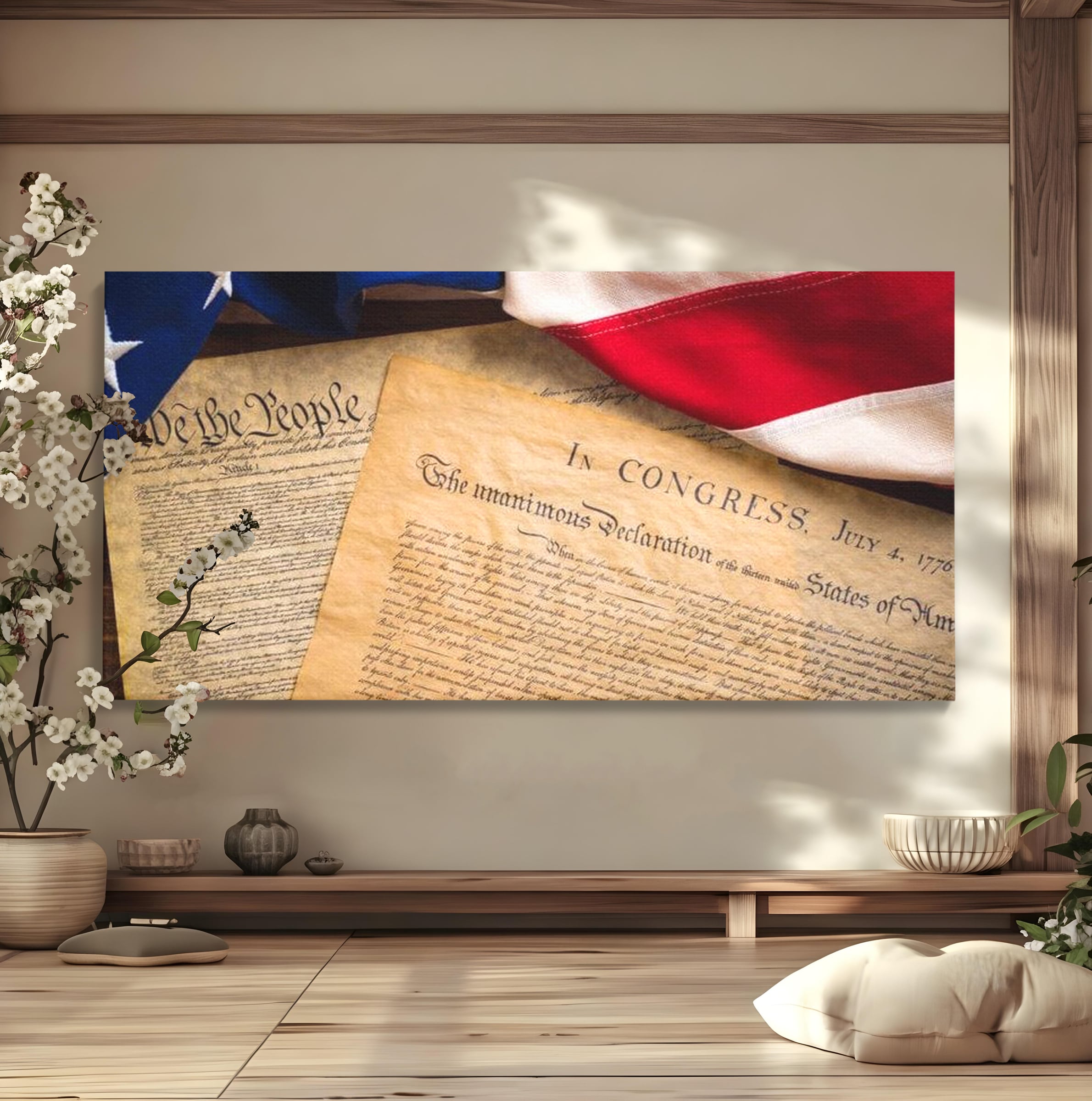 Tablou Canvas Premium, LuxCanva® L1016, Semnatura Libertatii, Constitutie, Independenta, America, Patriotism, Natiune, Birou, Living, Camera Copii
