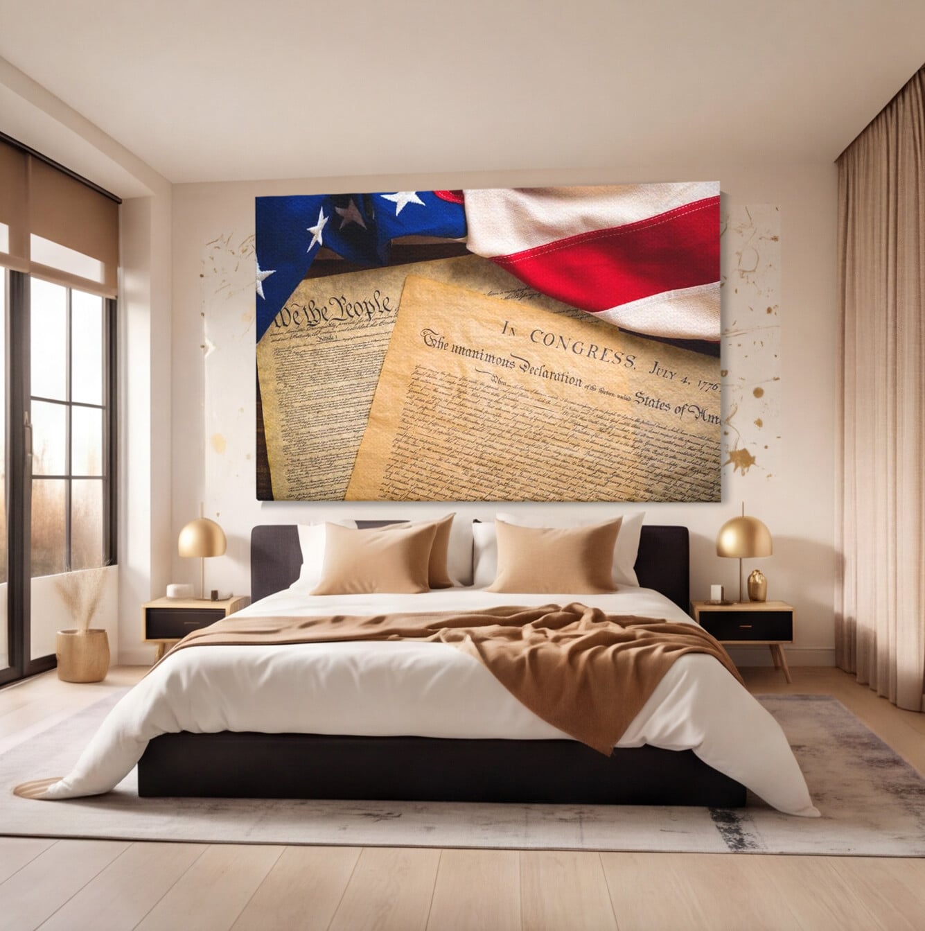 Tablou Canvas Premium, LuxCanva® L1016, Semnatura Libertatii, Constitutie, Independenta, America, Patriotism, Natiune, Birou, Living, Camera Copii