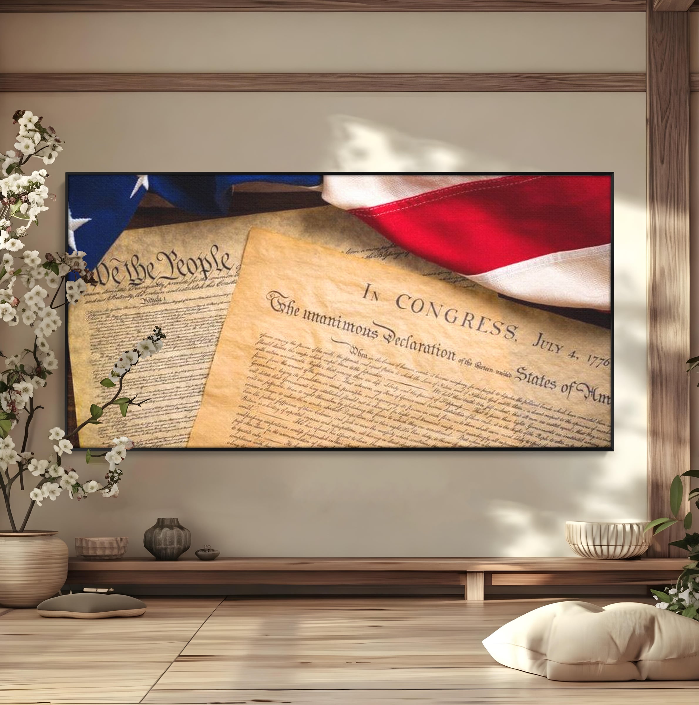 Tablou Canvas Premium, LuxCanva® L1016, Semnatura Libertatii, Constitutie, Independenta, America, Patriotism, Natiune, Birou, Living, Camera Copii