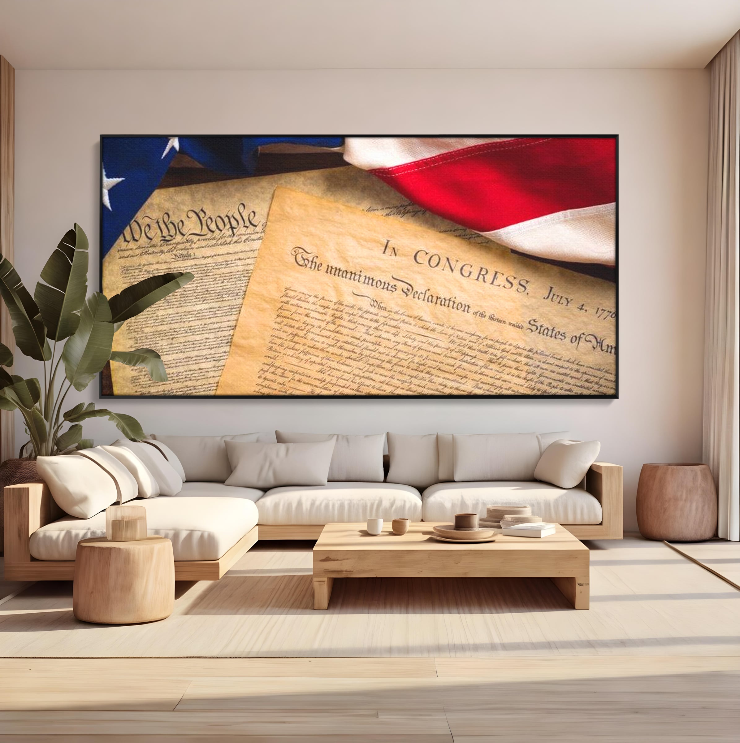 Tablou Canvas Premium, LuxCanva® L1016, Semnatura Libertatii, Constitutie, Independenta, America, Patriotism, Natiune, Birou, Living, Camera Copii