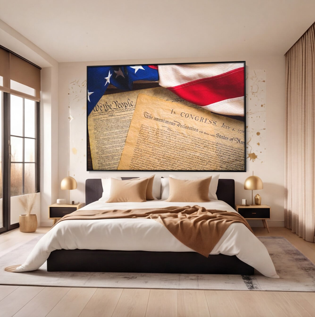 Tablou Canvas Premium, LuxCanva® L1016, Semnatura Libertatii, Constitutie, Independenta, America, Patriotism, Natiune, Birou, Living, Camera Copii