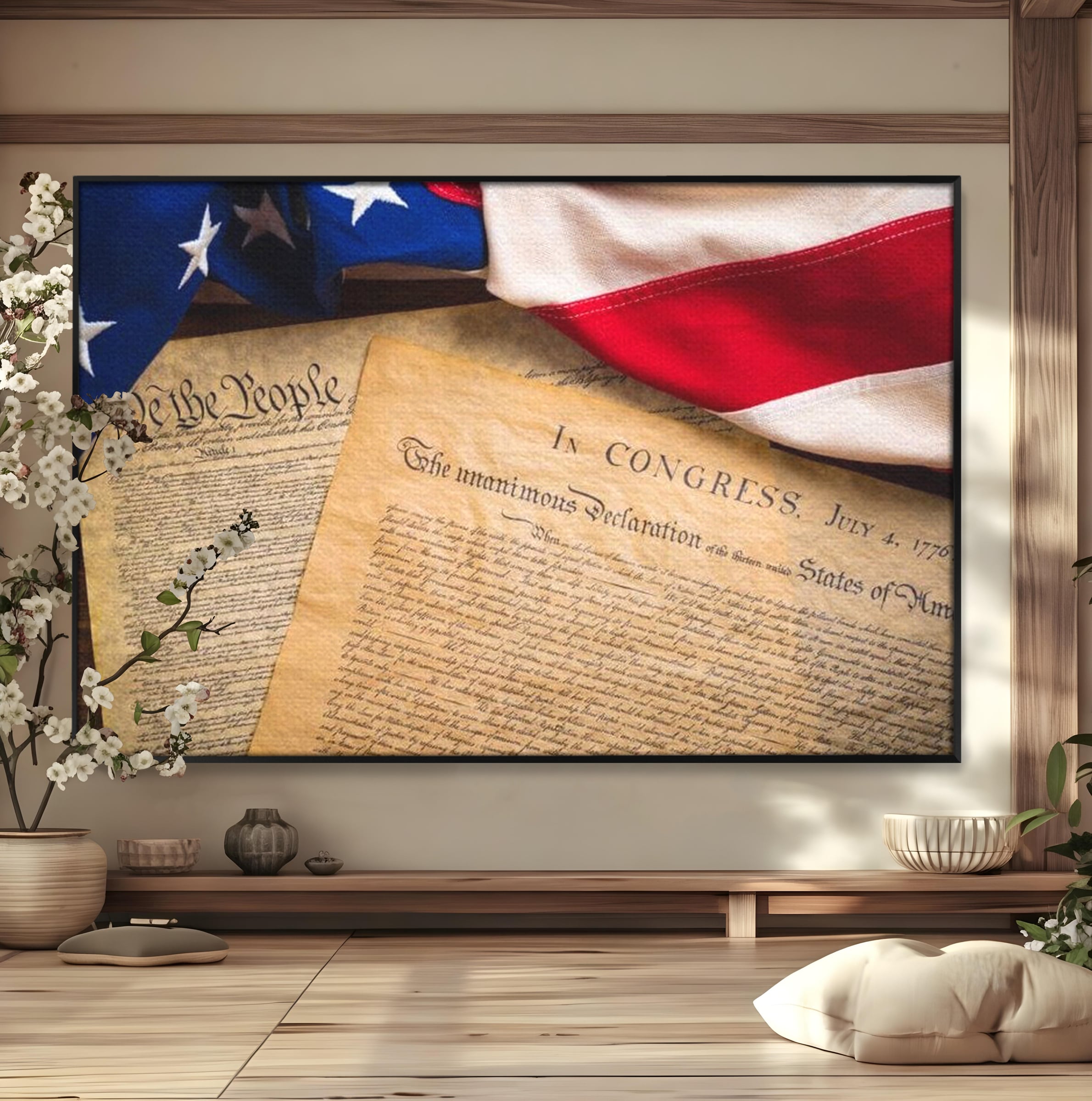 Tablou Canvas Premium, LuxCanva® L1016, Semnatura Libertatii, Constitutie, Independenta, America, Patriotism, Natiune, Birou, Living, Camera Copii