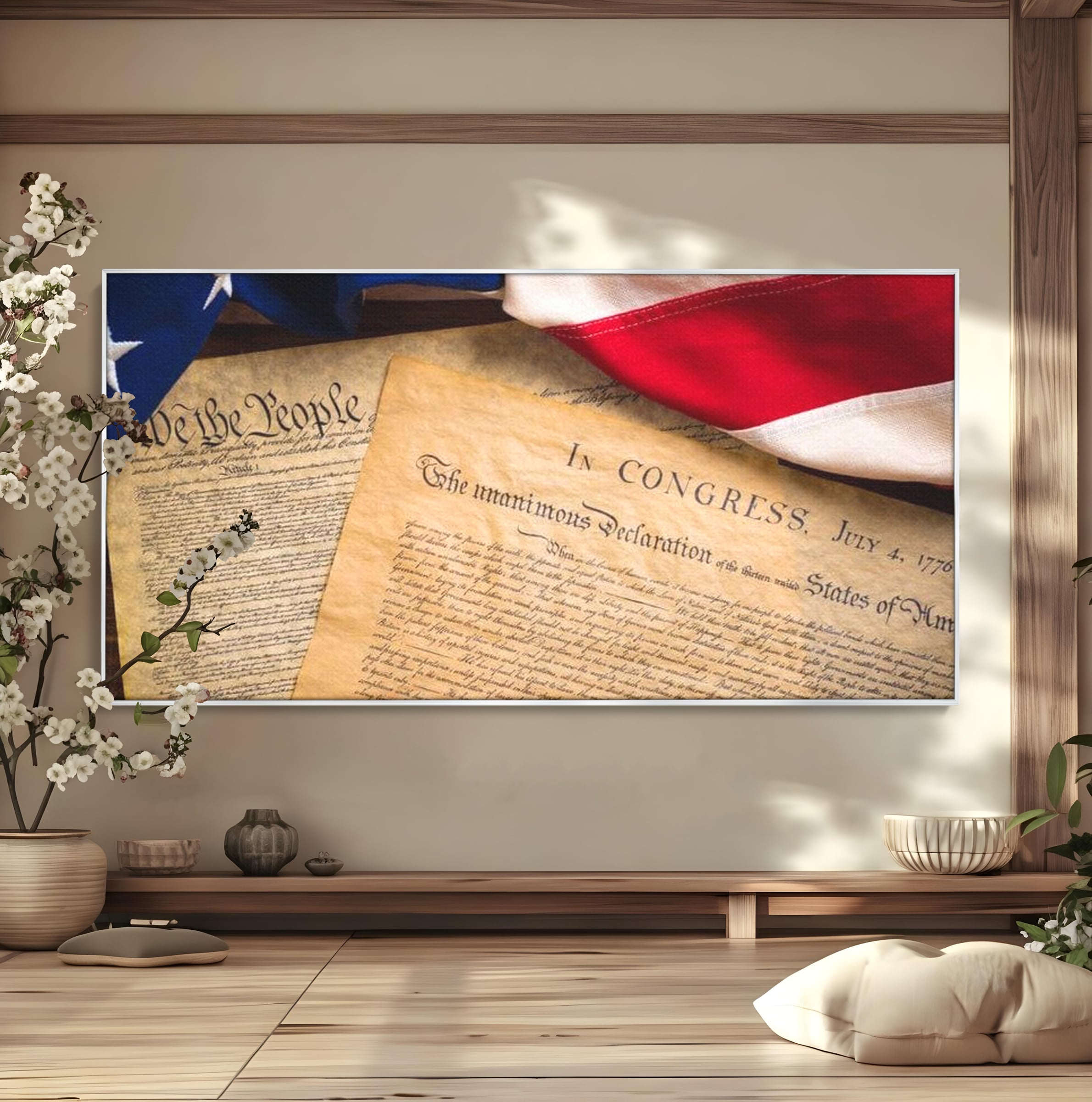 Tablou Canvas Premium, LuxCanva® L1016, Semnatura Libertatii, Constitutie, Independenta, America, Patriotism, Natiune, Birou, Living, Camera Copii