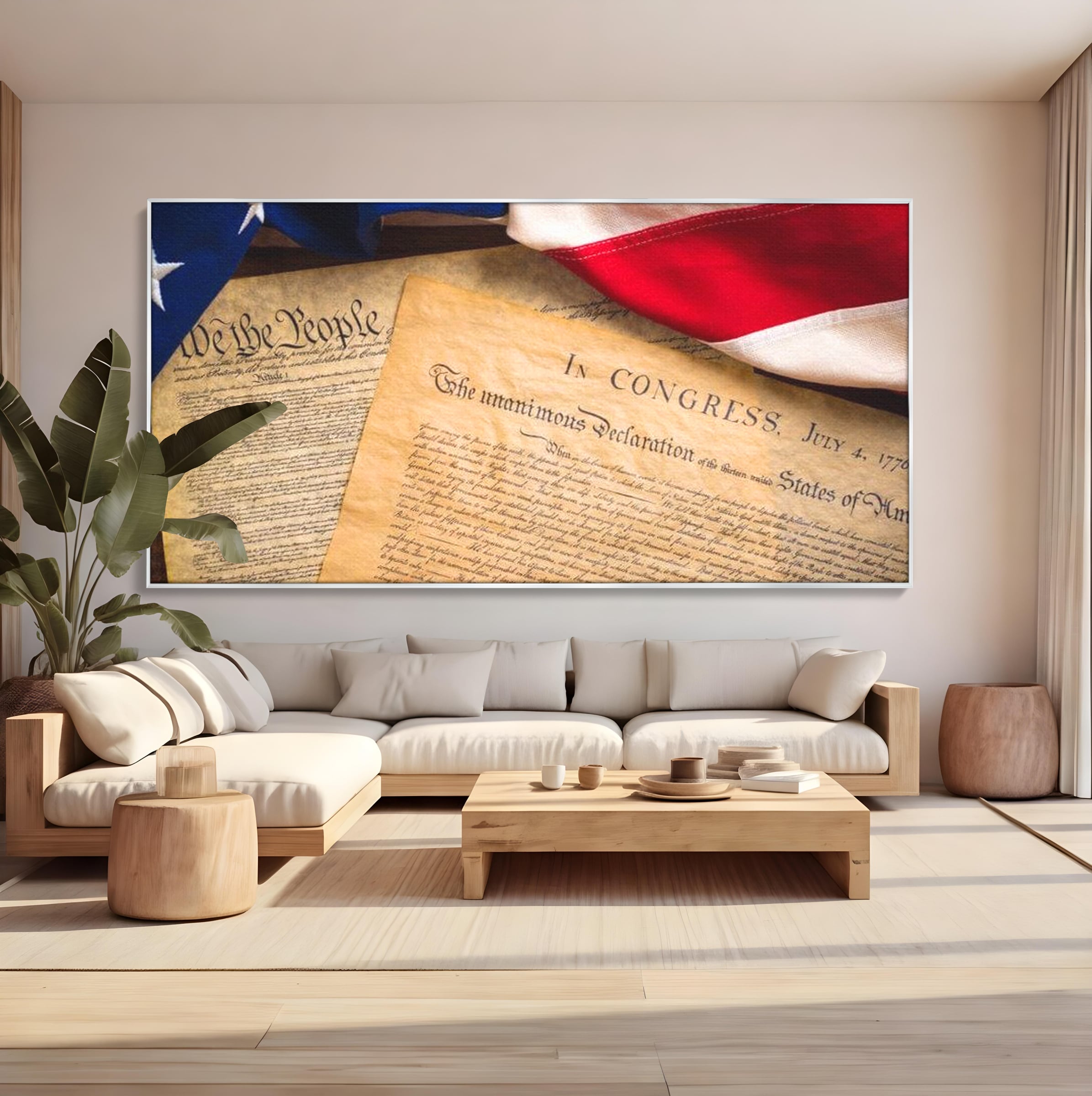 Tablou Canvas Premium, LuxCanva® L1016, Semnatura Libertatii, Constitutie, Independenta, America, Patriotism, Natiune, Birou, Living, Camera Copii