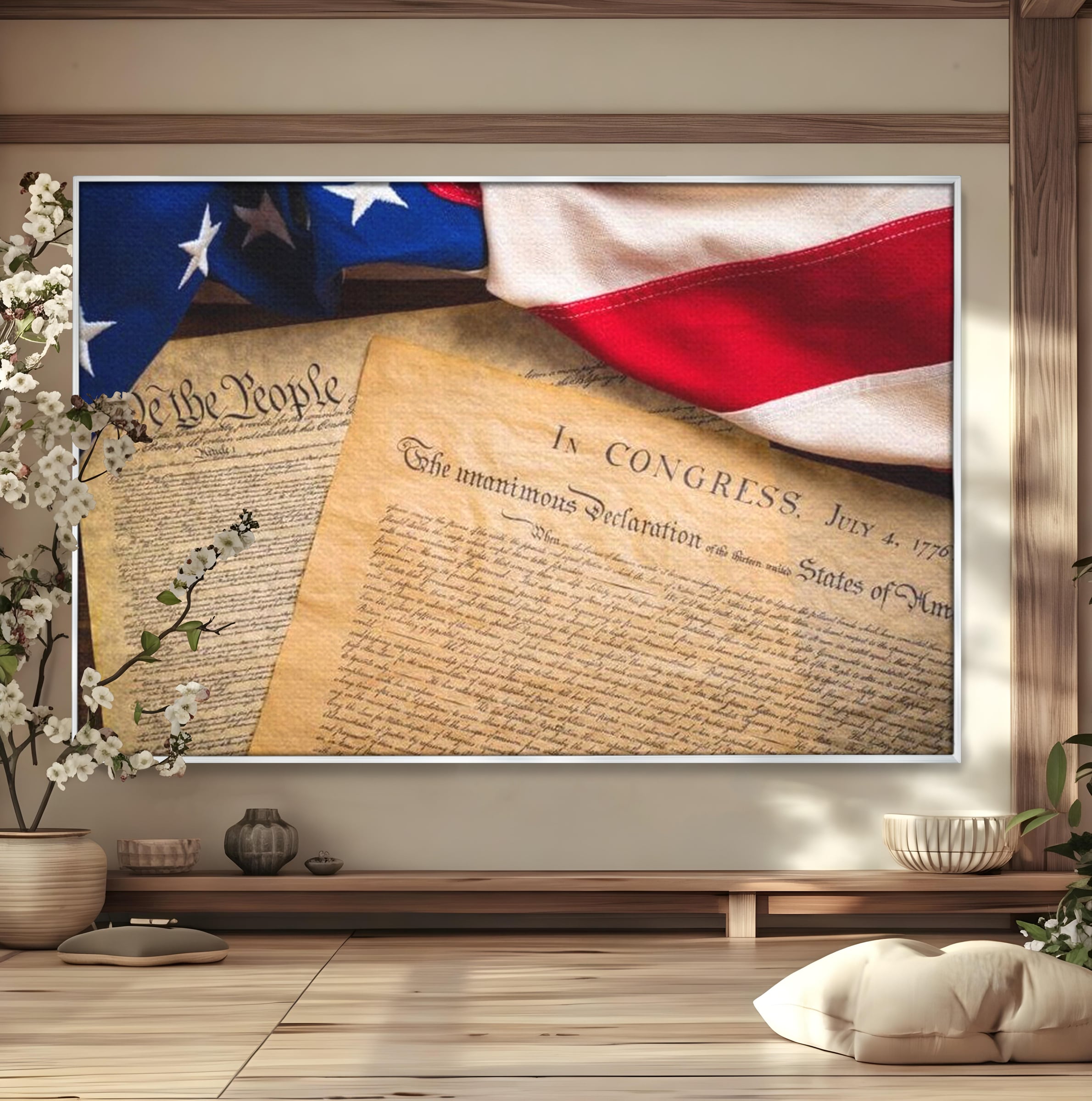 Tablou Canvas Premium, LuxCanva® L1016, Semnatura Libertatii, Constitutie, Independenta, America, Patriotism, Natiune, Birou, Living, Camera Copii