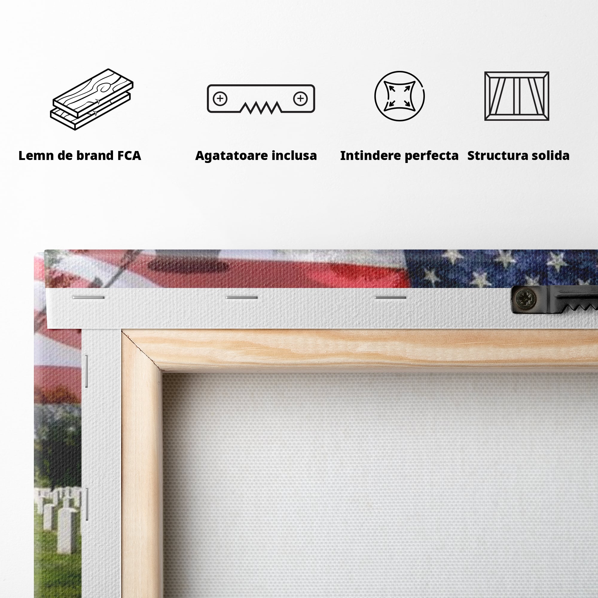 Tablou Canvas Premium, LuxCanva® L1017, Eroi sub Stele, Eroi, Patrie, Onoare, Militar, Soldat, USA, Drapel, Birou, Living, Camera Copii