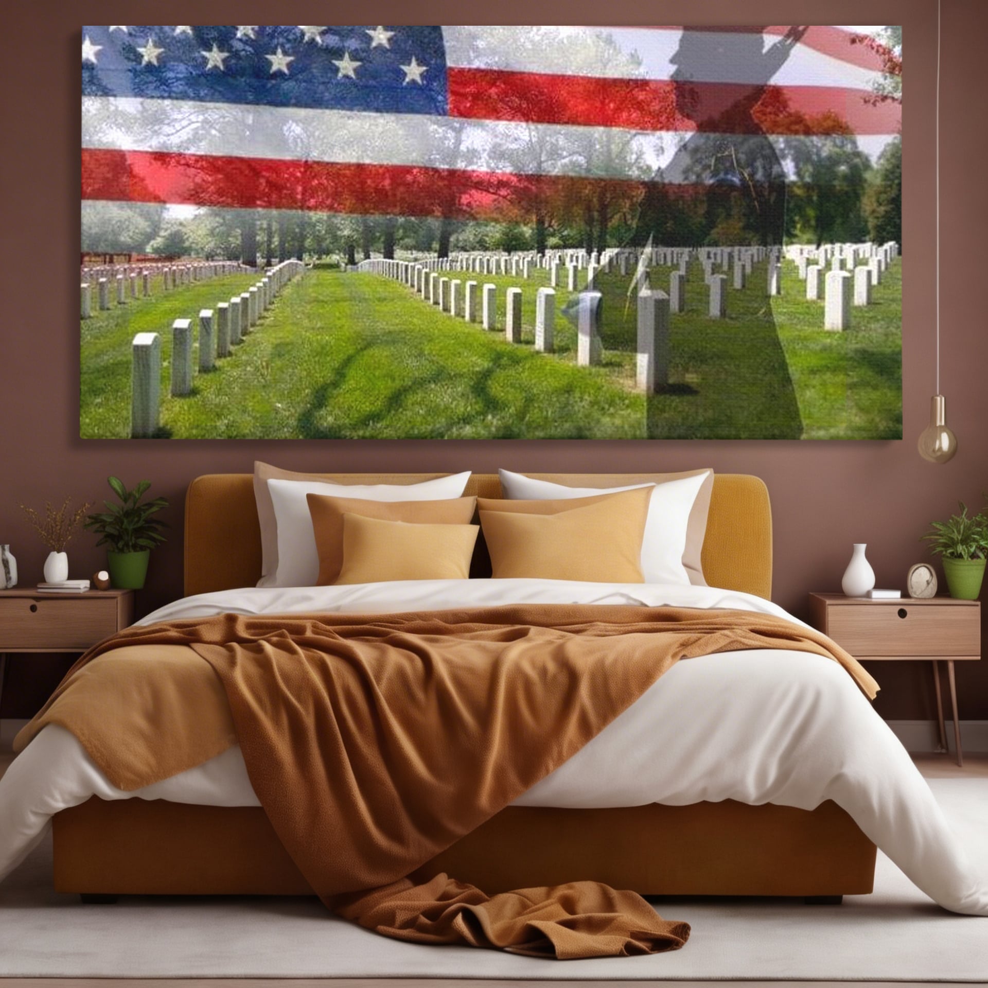 Tablou Canvas Premium, LuxCanva® L1017, Eroi sub Stele, Eroi, Patrie, Onoare, Militar, Soldat, USA, Drapel, Birou, Living, Camera Copii