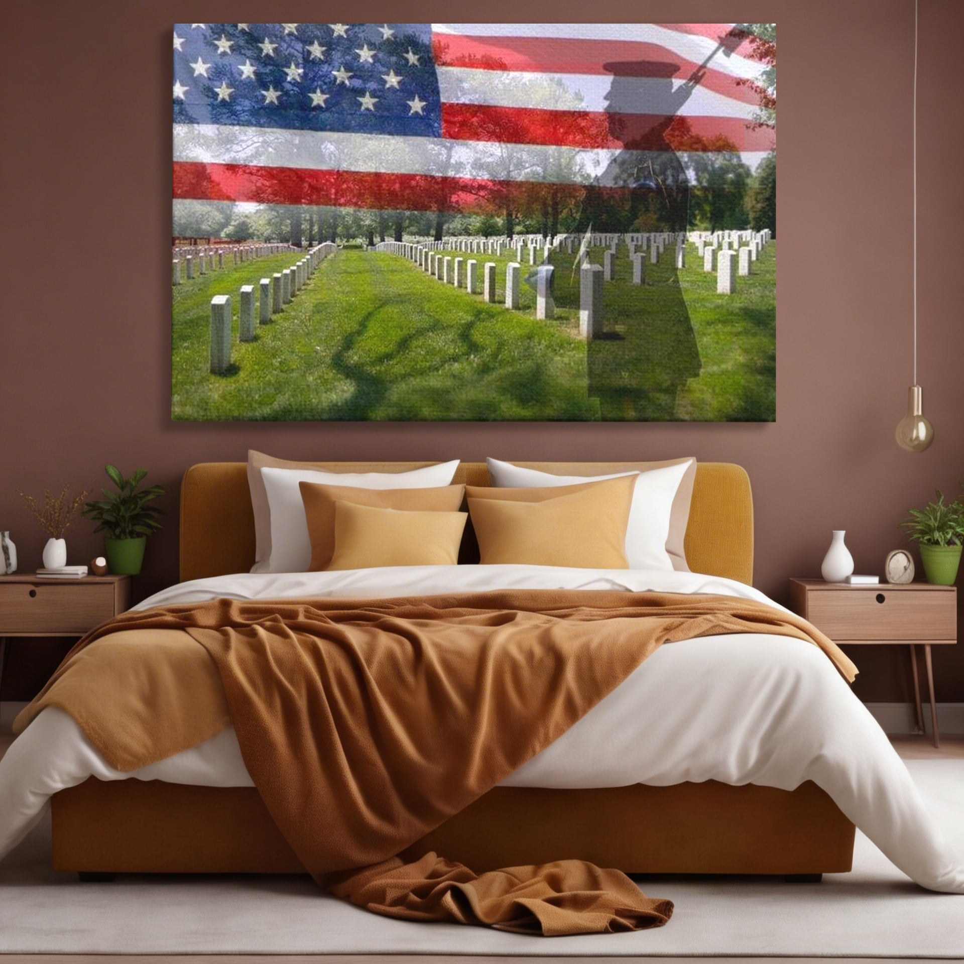 Tablou Canvas Premium, LuxCanva® L1017, Eroi sub Stele, Eroi, Patrie, Onoare, Militar, Soldat, USA, Drapel, Birou, Living, Camera Copii