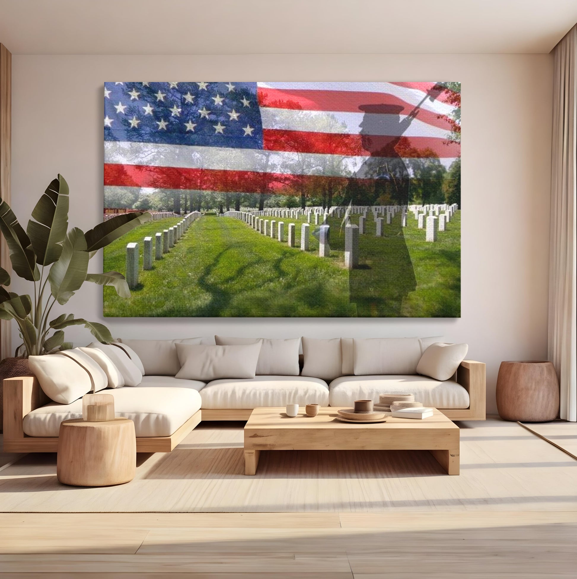 Tablou Canvas Premium, LuxCanva® L1017, Eroi sub Stele, Eroi, Patrie, Onoare, Militar, Soldat, USA, Drapel, Birou, Living, Camera Copii