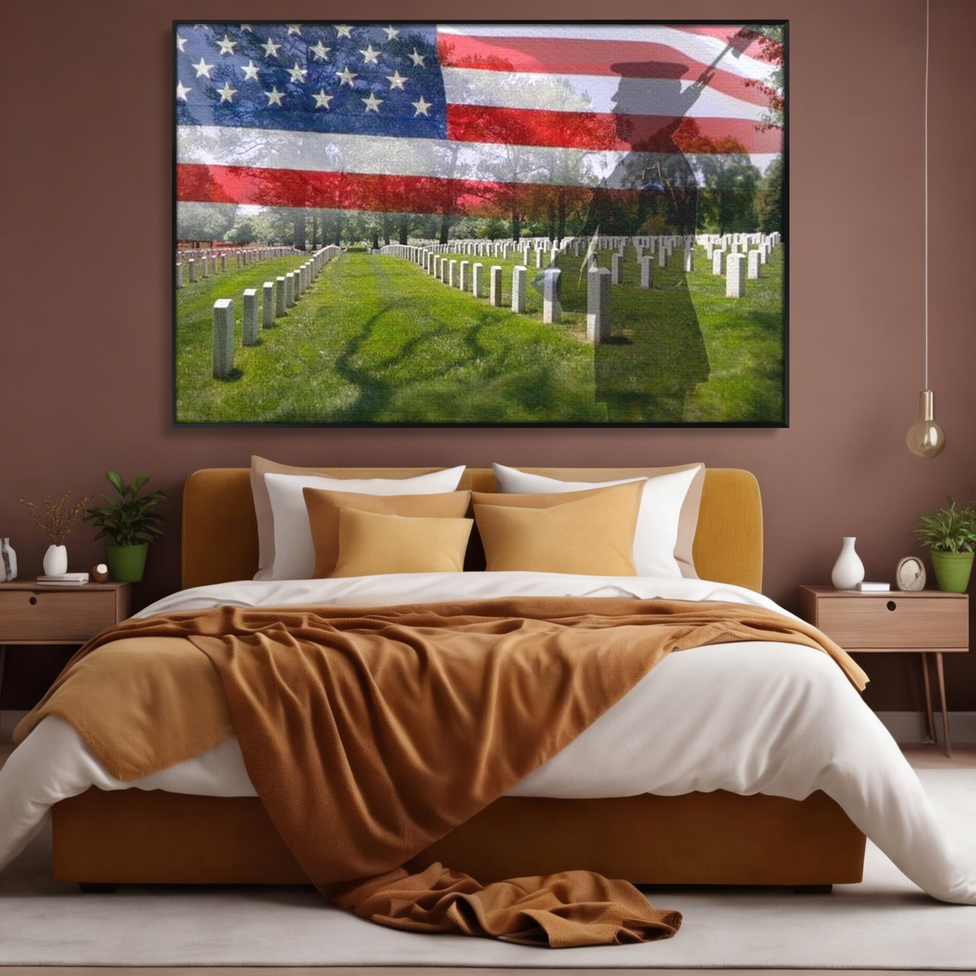 Tablou Canvas Premium, LuxCanva® L1017, Eroi sub Stele, Eroi, Patrie, Onoare, Militar, Soldat, USA, Drapel, Birou, Living, Camera Copii