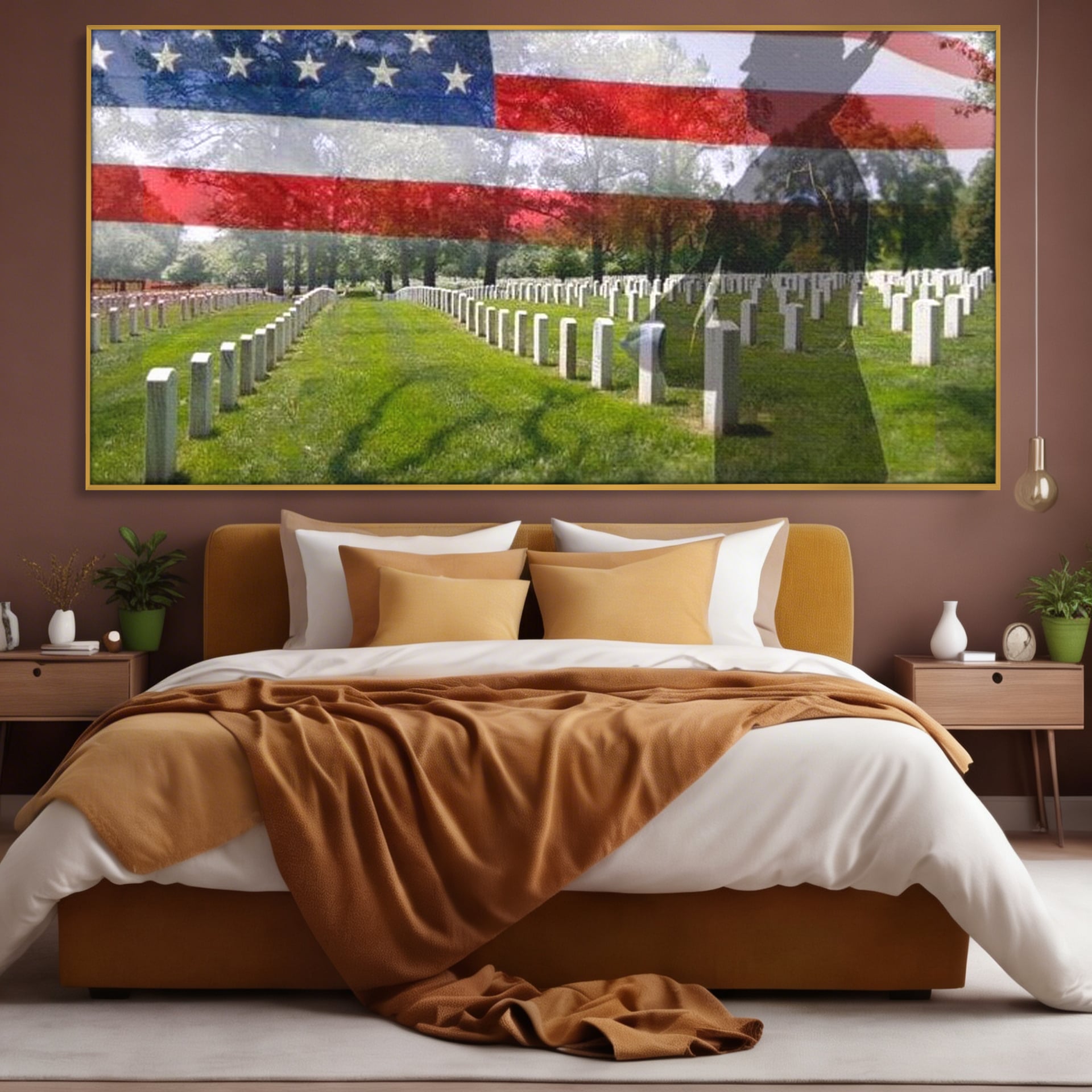 Tablou Canvas Premium, LuxCanva® L1017, Eroi sub Stele, Eroi, Patrie, Onoare, Militar, Soldat, USA, Drapel, Birou, Living, Camera Copii