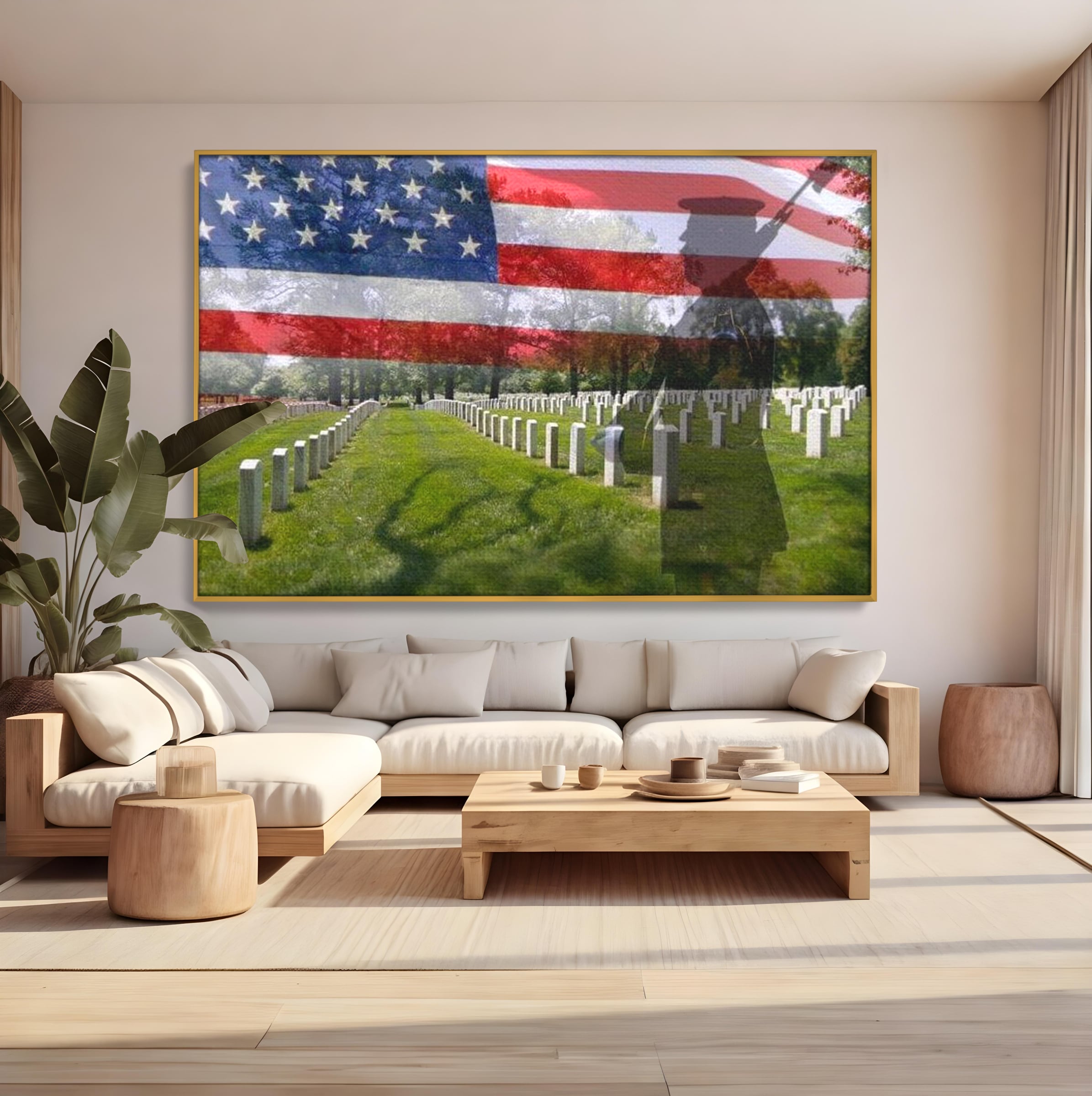 Tablou Canvas Premium, LuxCanva® L1017, Eroi sub Stele, Eroi, Patrie, Onoare, Militar, Soldat, USA, Drapel, Birou, Living, Camera Copii